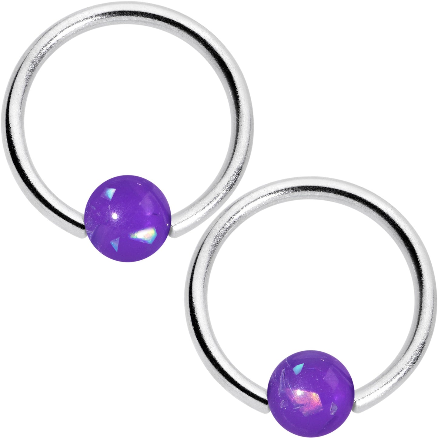 16G 3/8 Purple Faux Opal Horseshoe BCR Captive Ring Set of 4