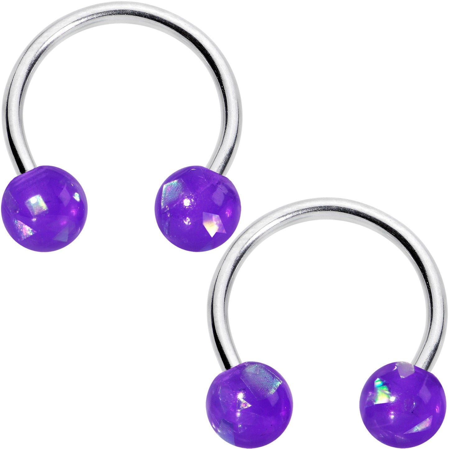 16G 3/8 Purple Faux Opal Horseshoe BCR Captive Ring Set of 4