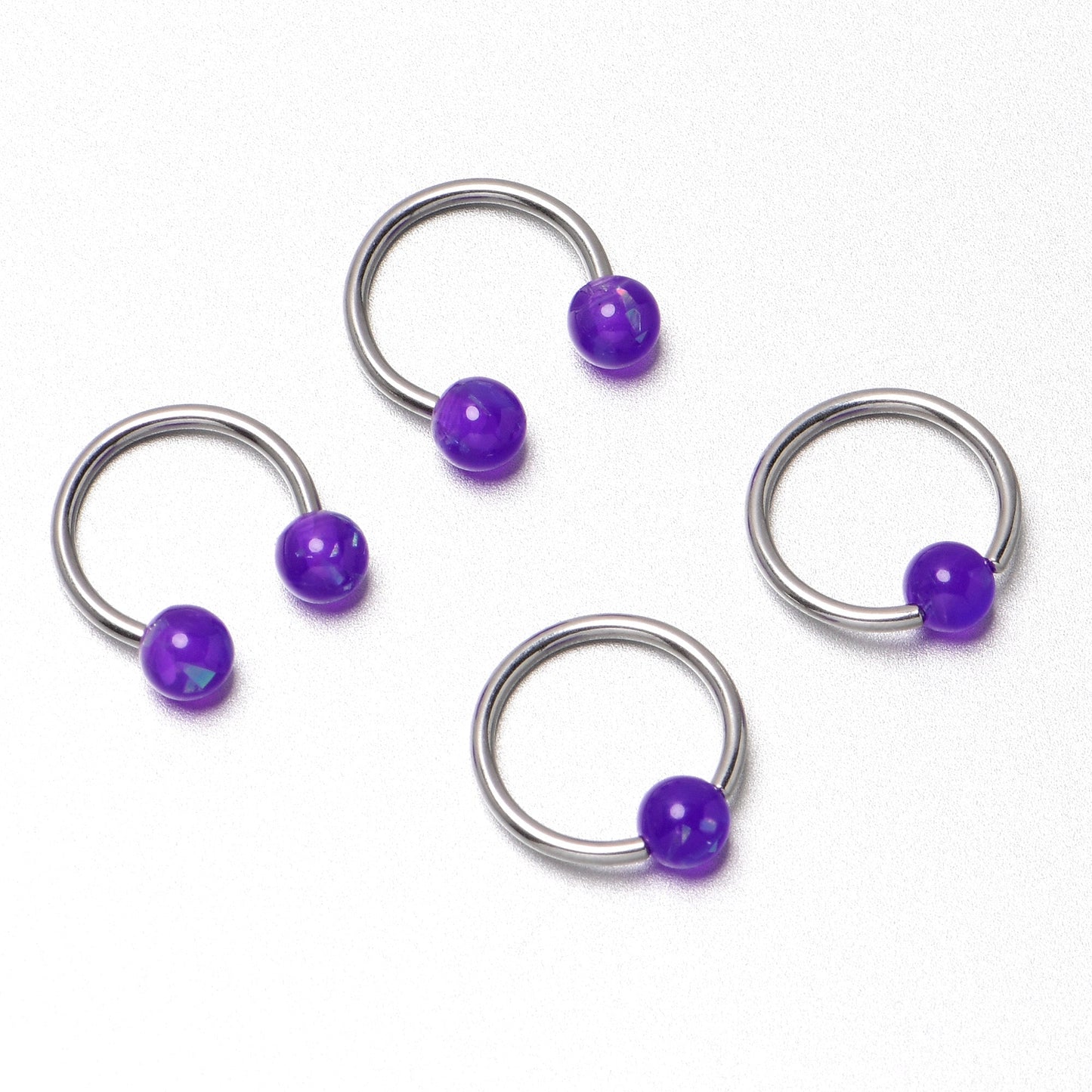 16G 3/8 Purple Faux Opal Horseshoe BCR Captive Ring Set of 4