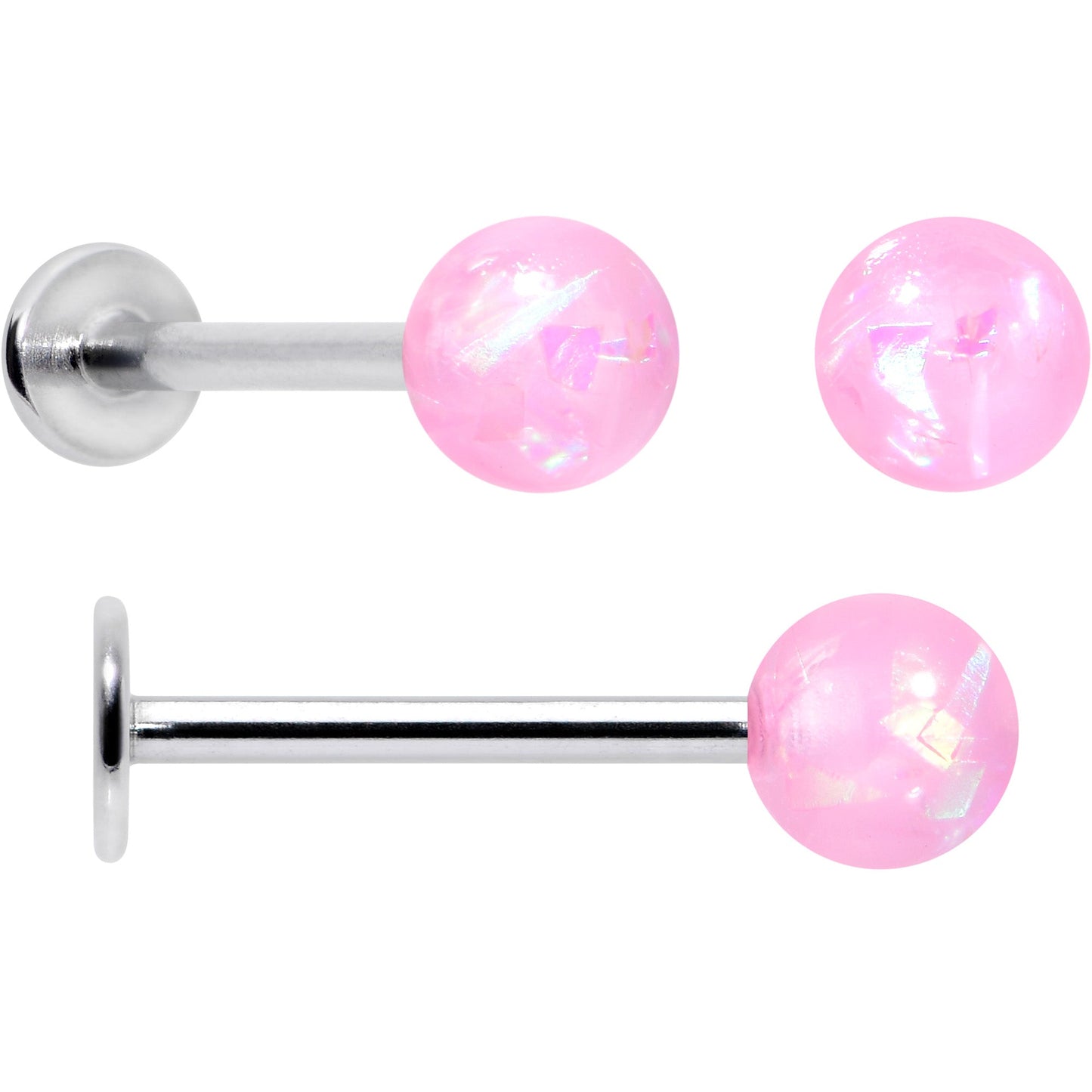 16G 5/16 3/8 Pink Gem Faux Opal Labret Monroe Tragus Set of 4