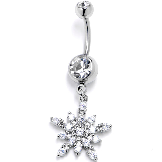 Clear Gem Classic Snowflake Christmas Dangle Belly Ring