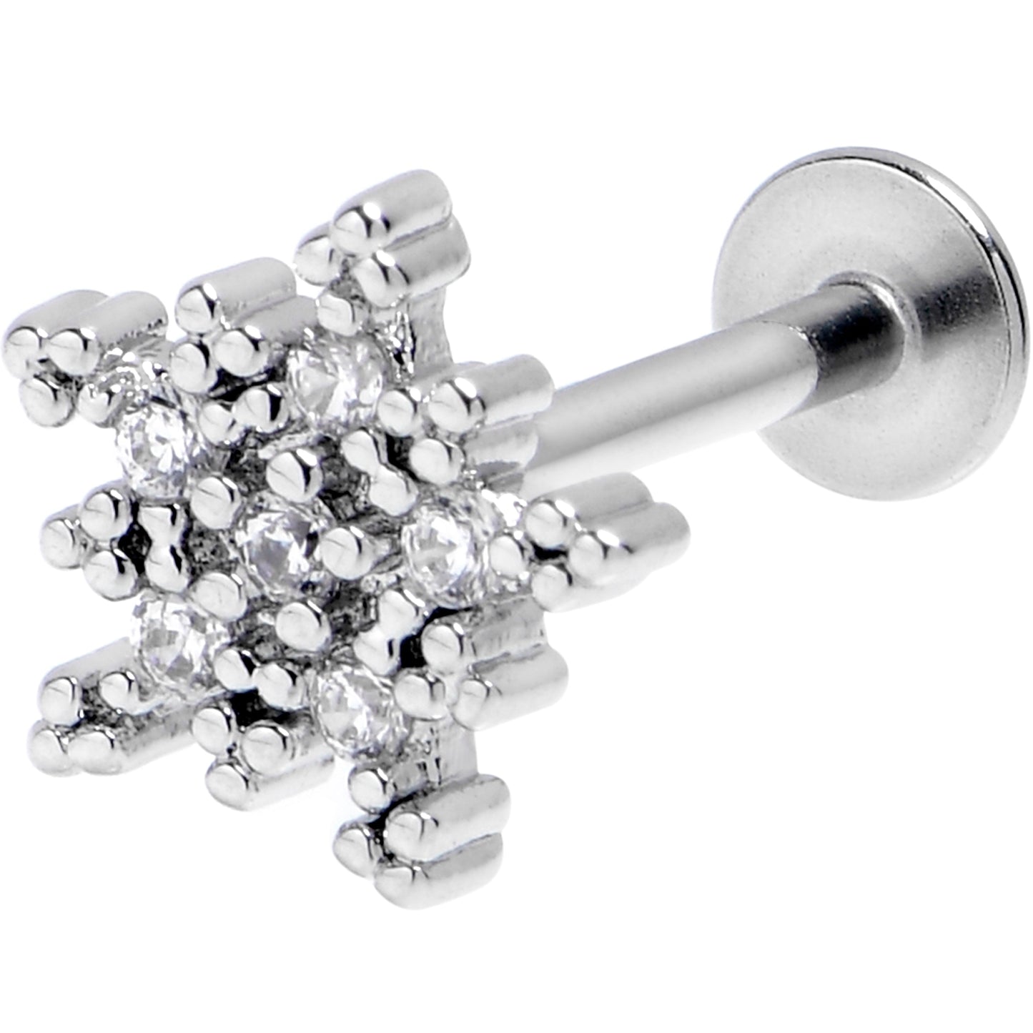 16G 5/16 Clear Gem Classic Snowflake Labret Monroe Tragus