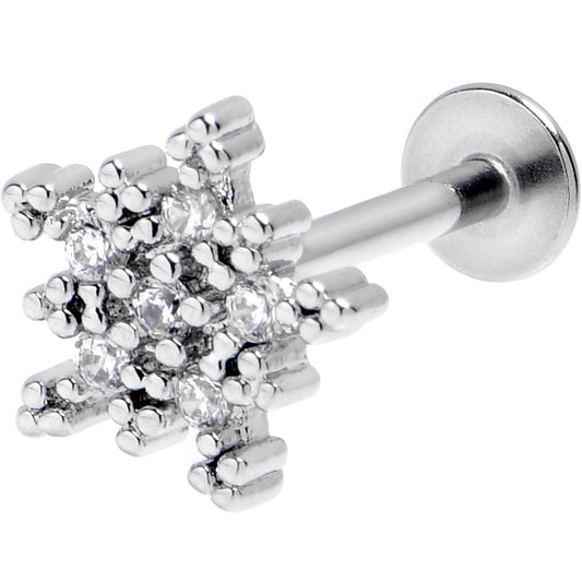 16G 5/16 Clear Gem Classic Snowflake Labret Monroe Tragus