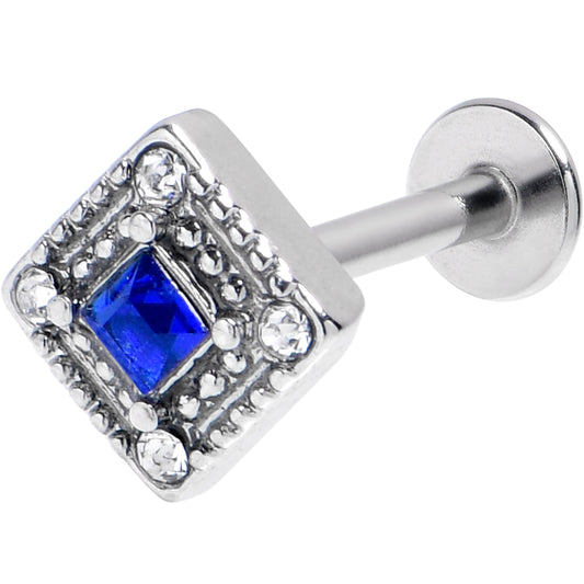 16G 1/4 Clear Blue Gem Rhombus Royale Labret Tragus