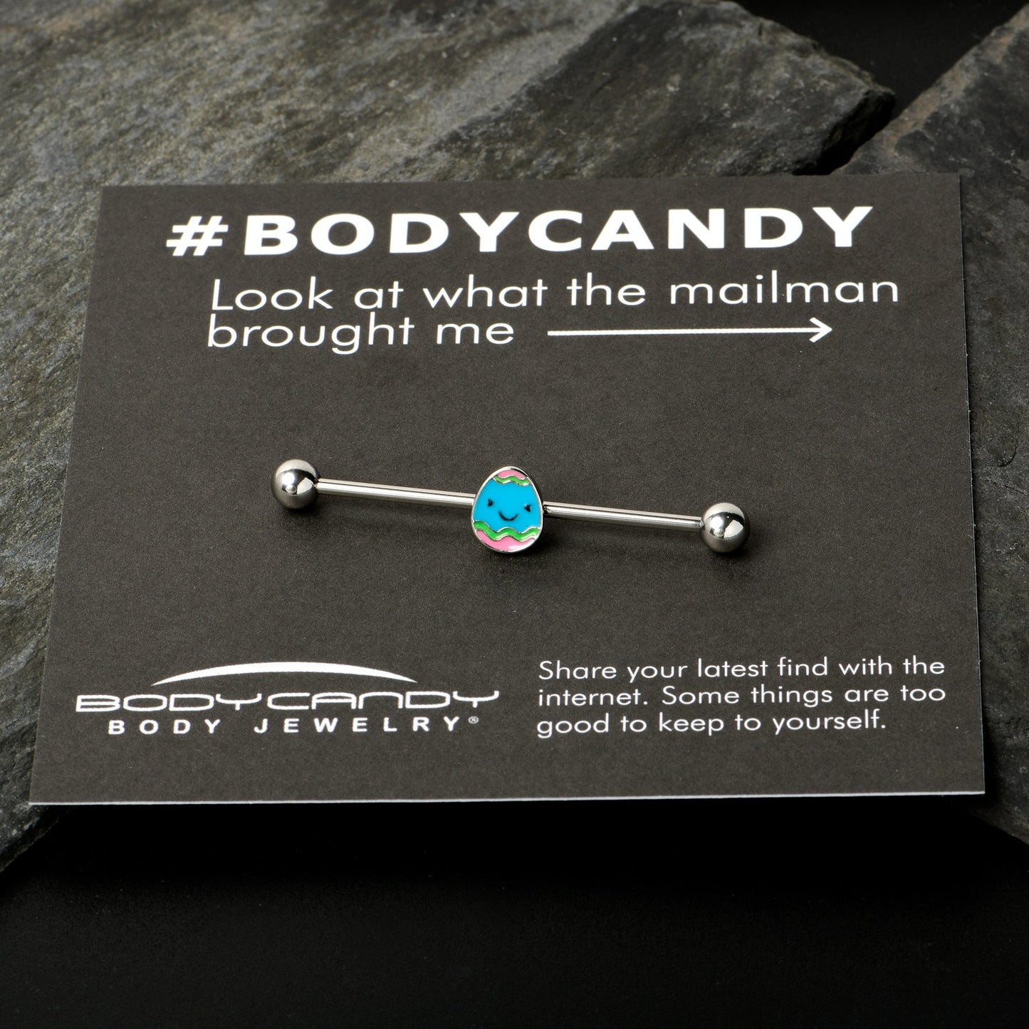 14G Blue Celebration Easter Egg Industrial Barbell 38mm