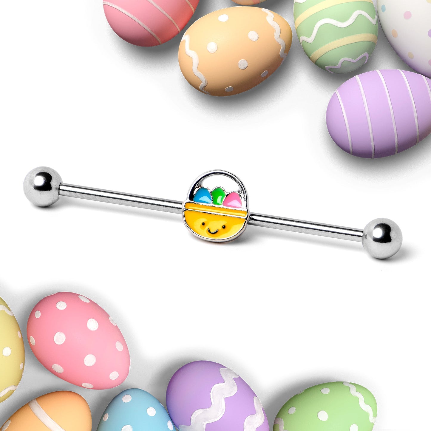 14G Celebration Easter Basket Industrial Barbell 38mm