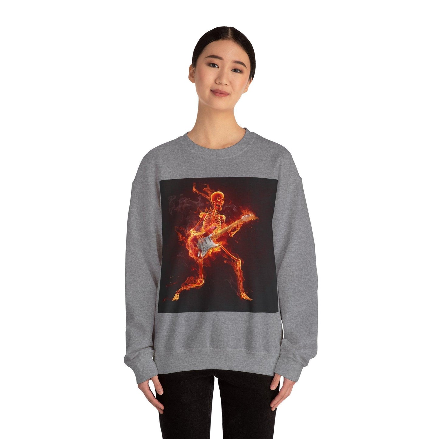 Fiery Guitarist Unisex Heavy Blend™ Crewneck Sweatshirt - Lizard Vigilante