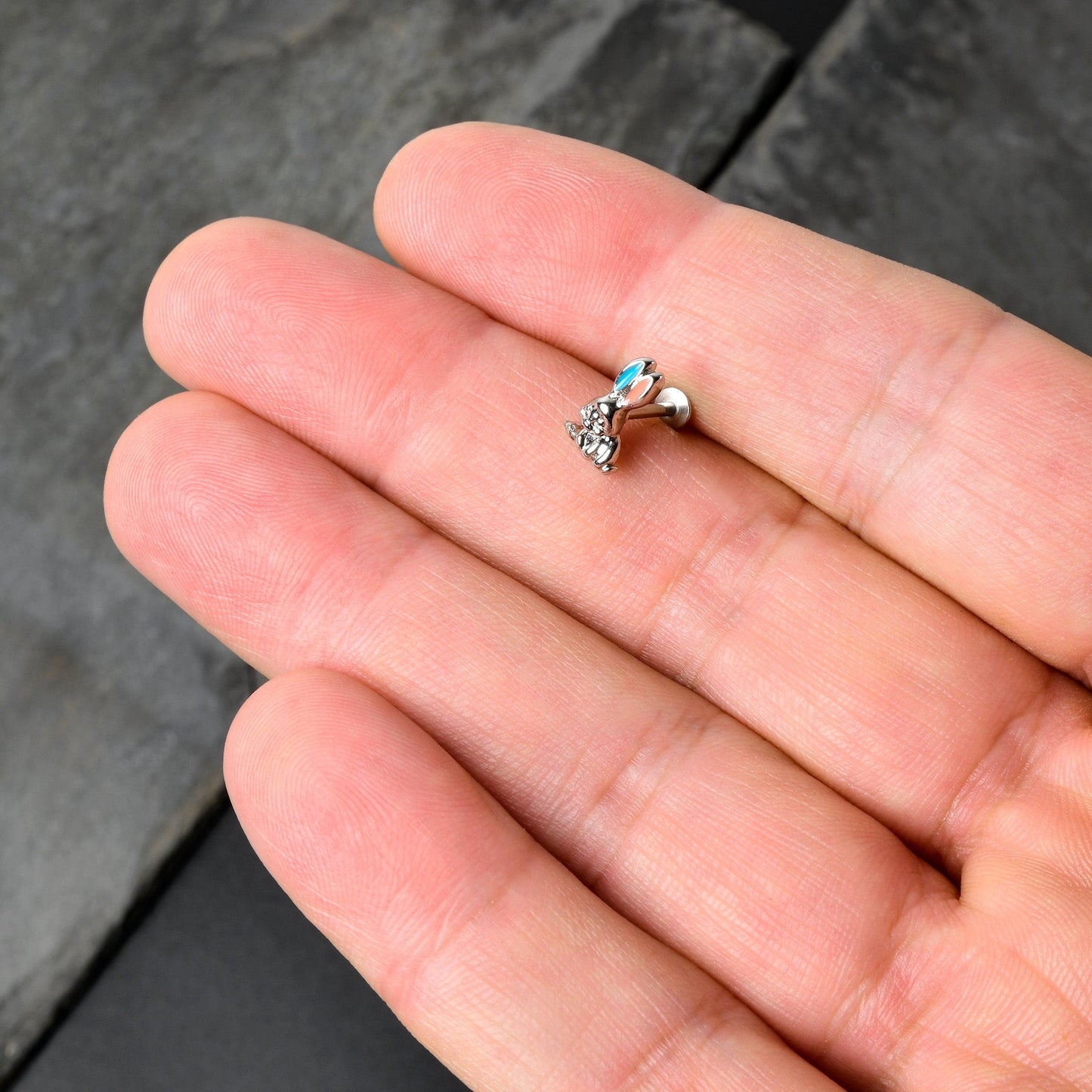 16G 5/16 Easter Bunny Red Blue Ears Labret Monroe Tragus