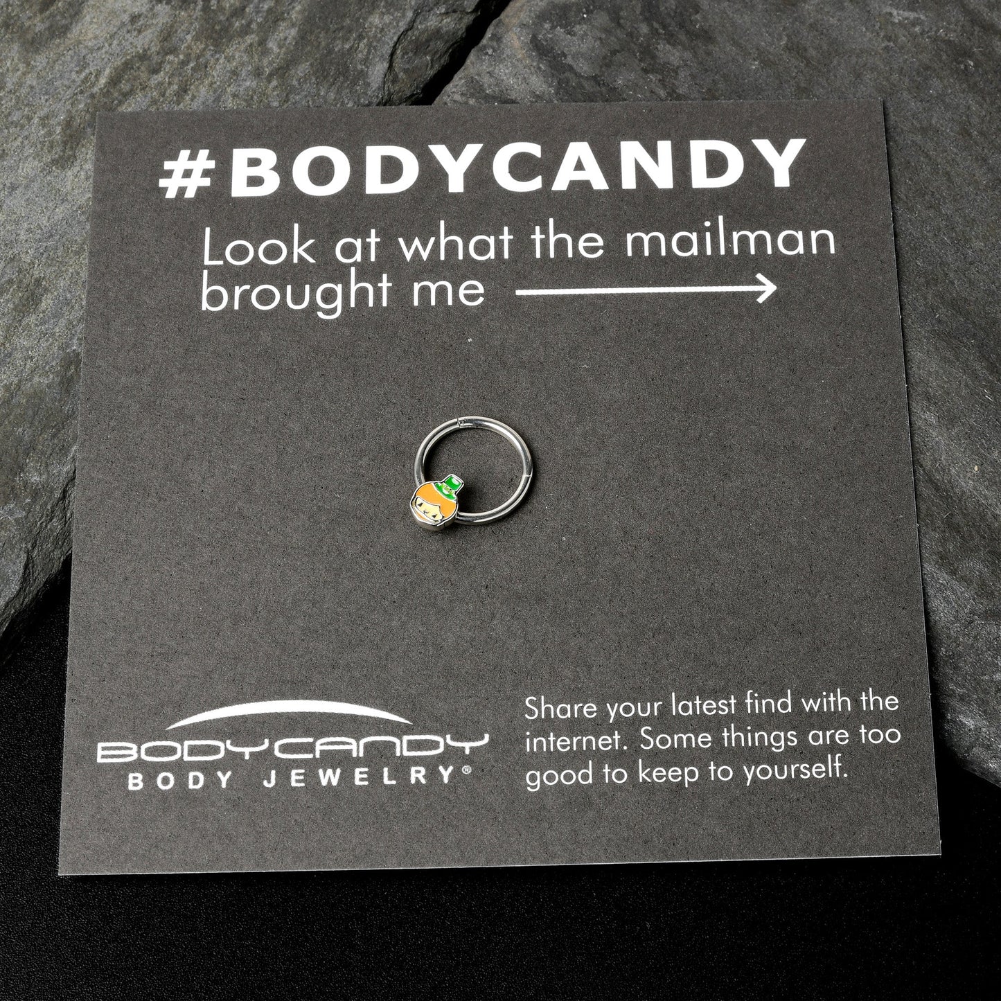 16G 3/8 Sweet Happy Leprechaun St Patricks Hinged Segment Ring