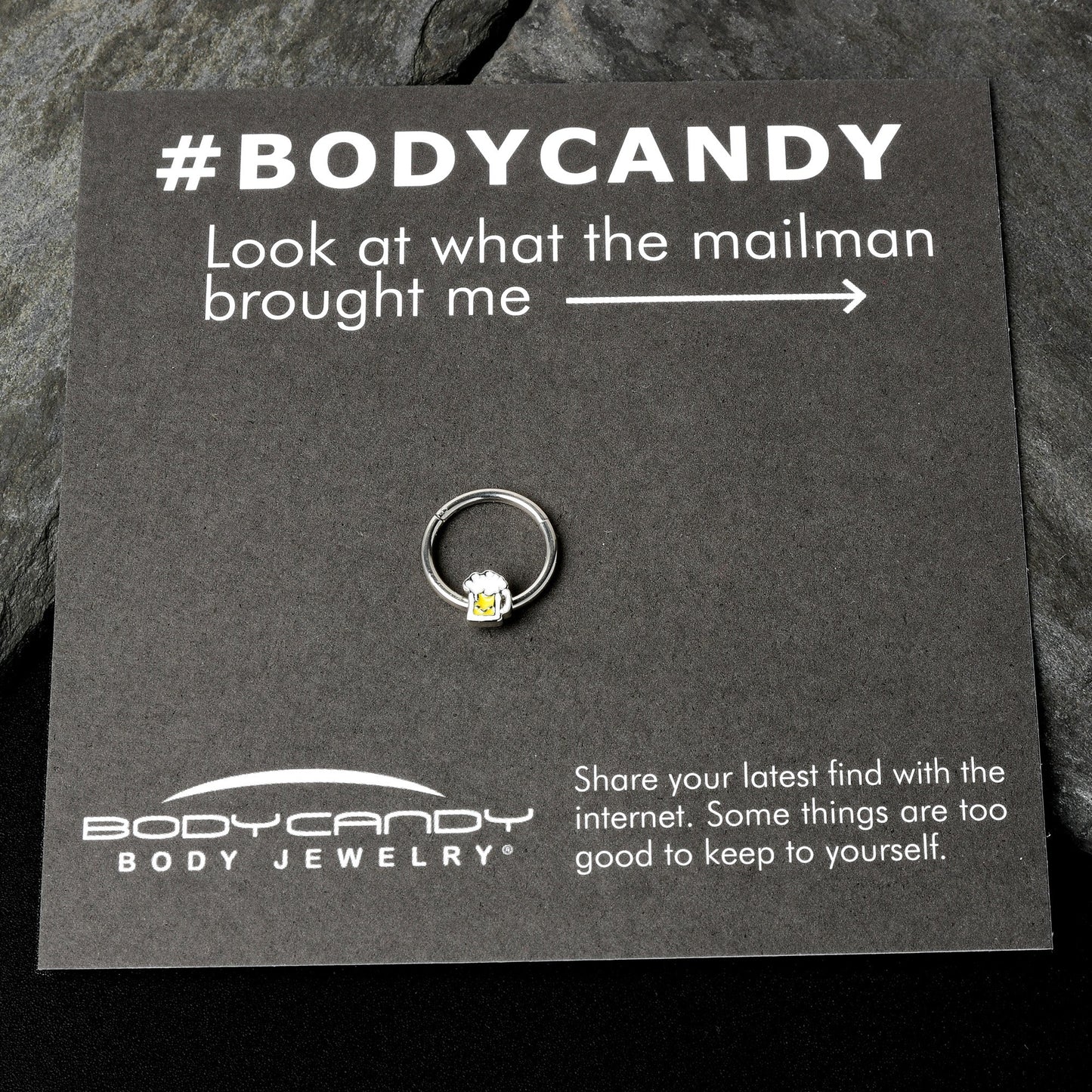 16G 3/8 Sweet Happy Beer St Patricks Hinged Segment Ring