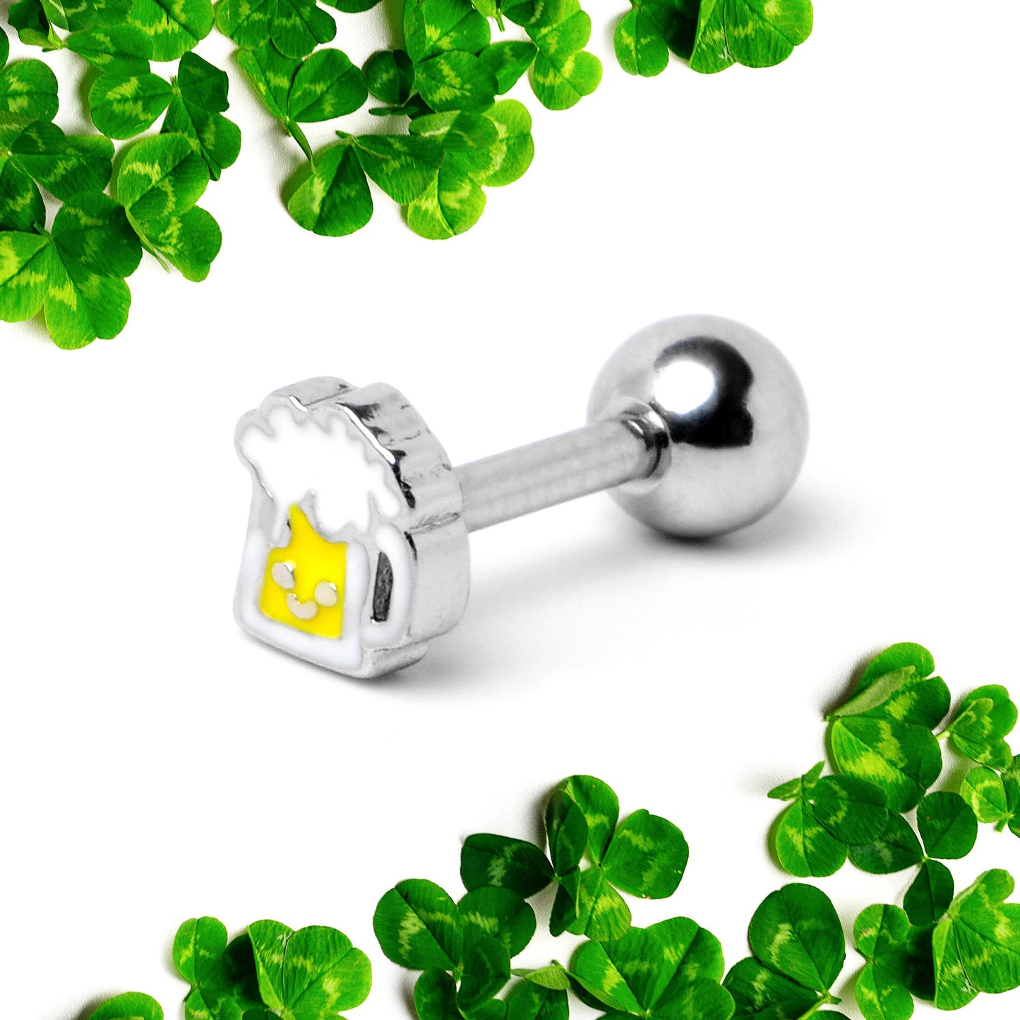 16G 1/4 Sweet Happy Beer St Patricks Cartilage Tragus Earring