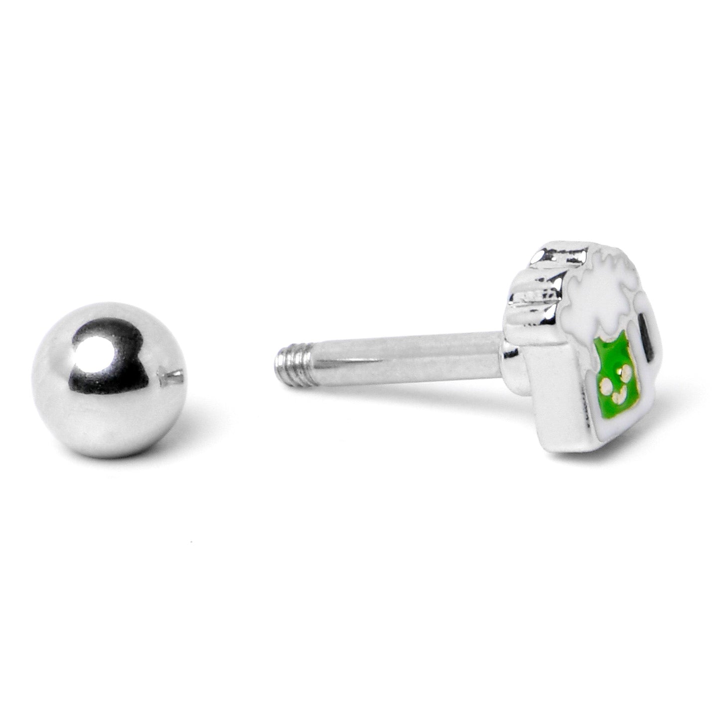 16G 1/4 Sweet Happy Green Beer St Patricks Cartilage Tragus Earring