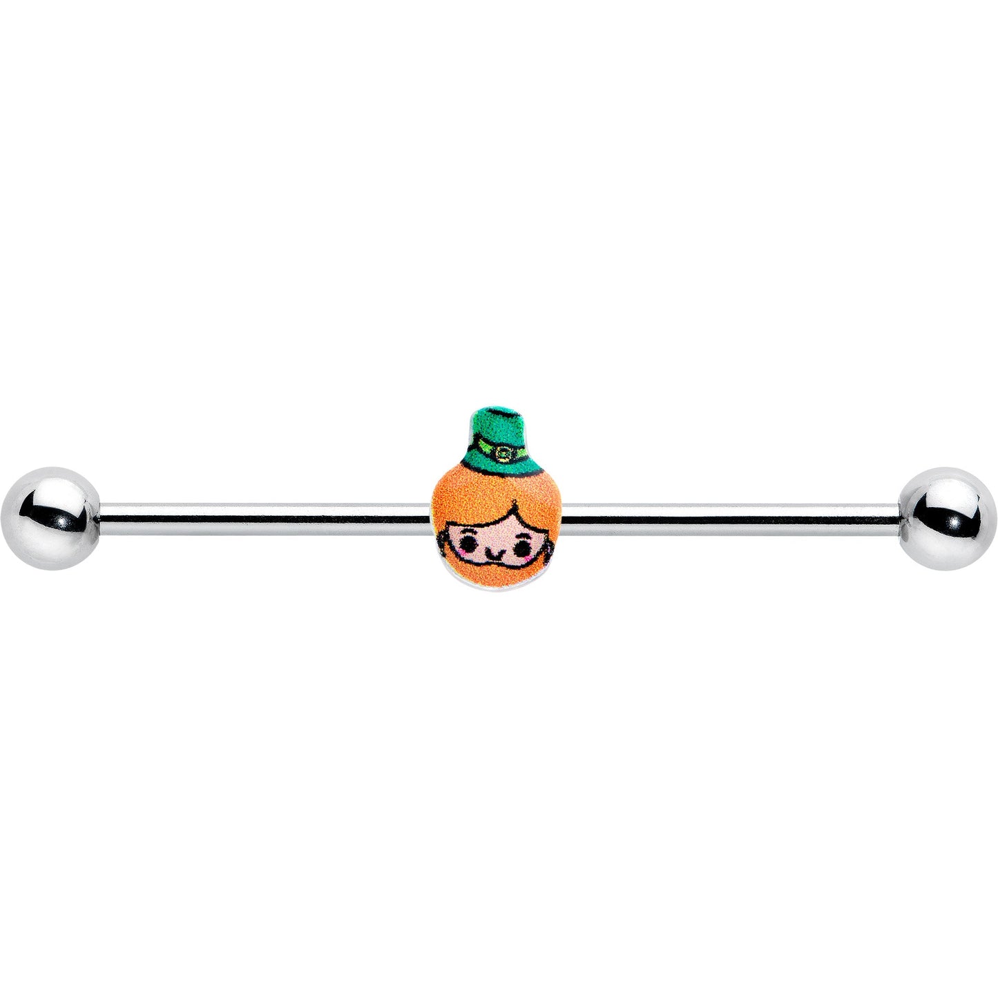 14G Sweet Happy Leprechaun St Patricks Industrial Barbell 38mm