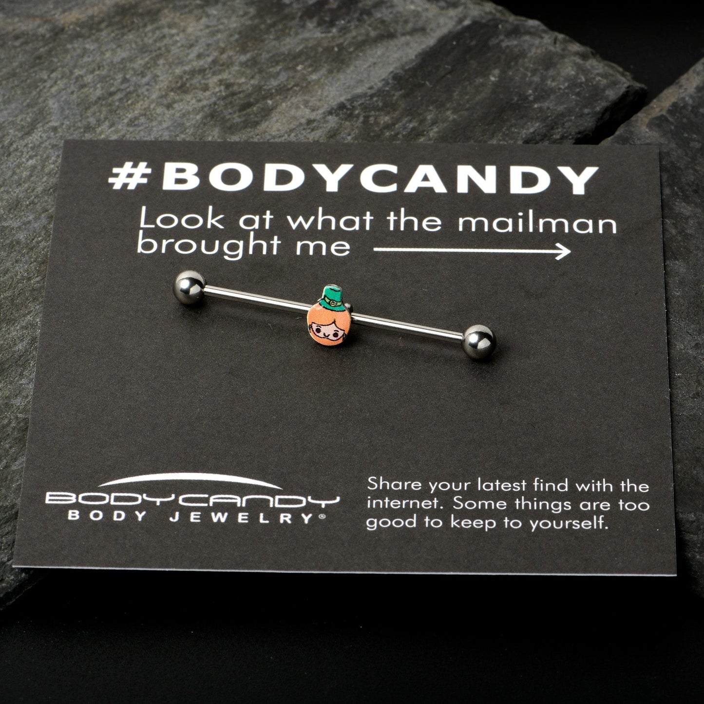 14G Sweet Happy Leprechaun St Patricks Industrial Barbell 38mm