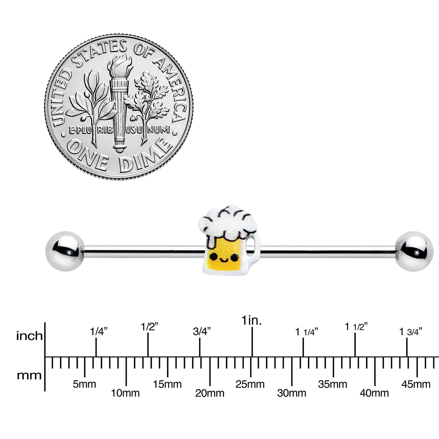 14G Sweet Happy Beer St Patricks Day Industrial Barbell 38mm