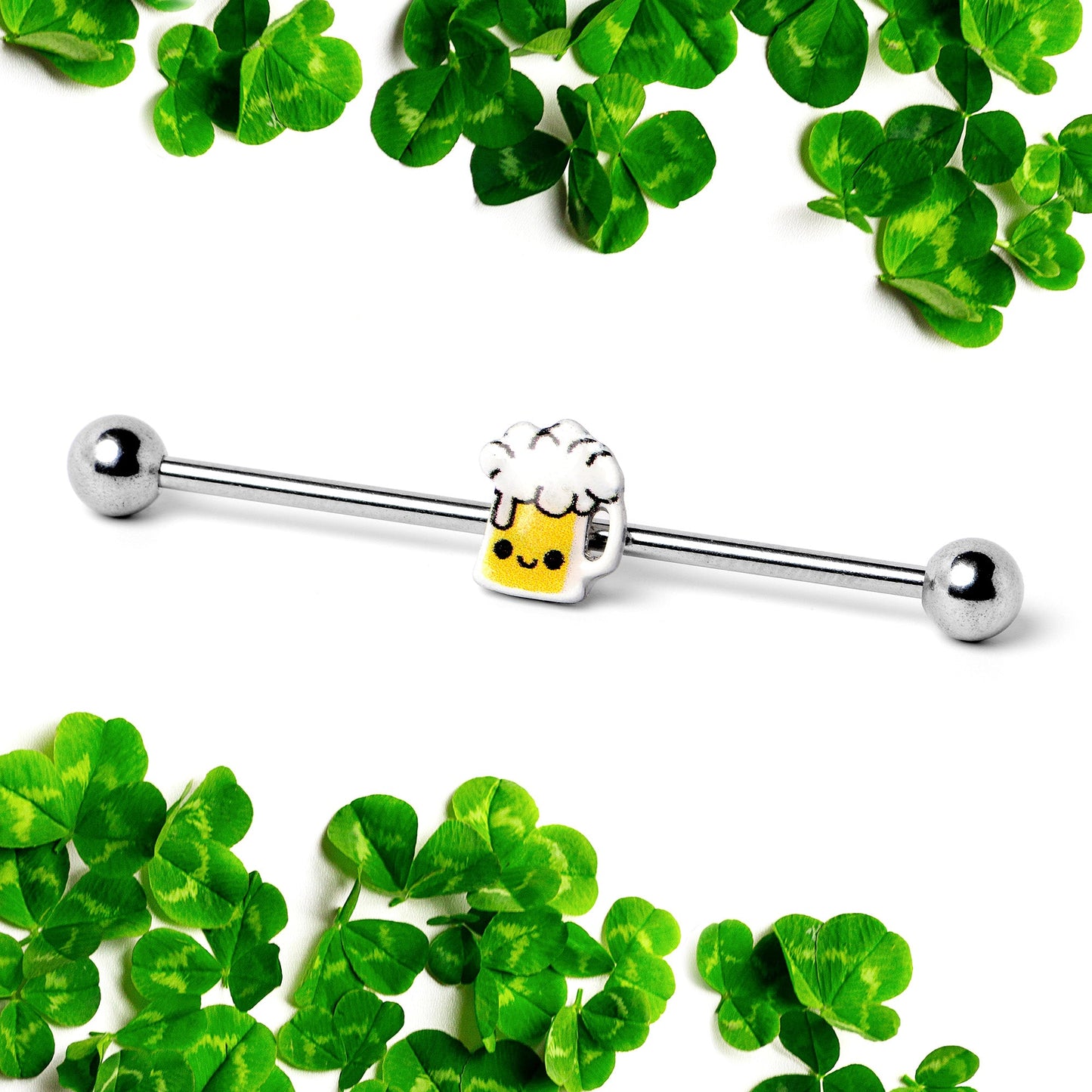 14G Sweet Happy Beer St Patricks Day Industrial Barbell 38mm