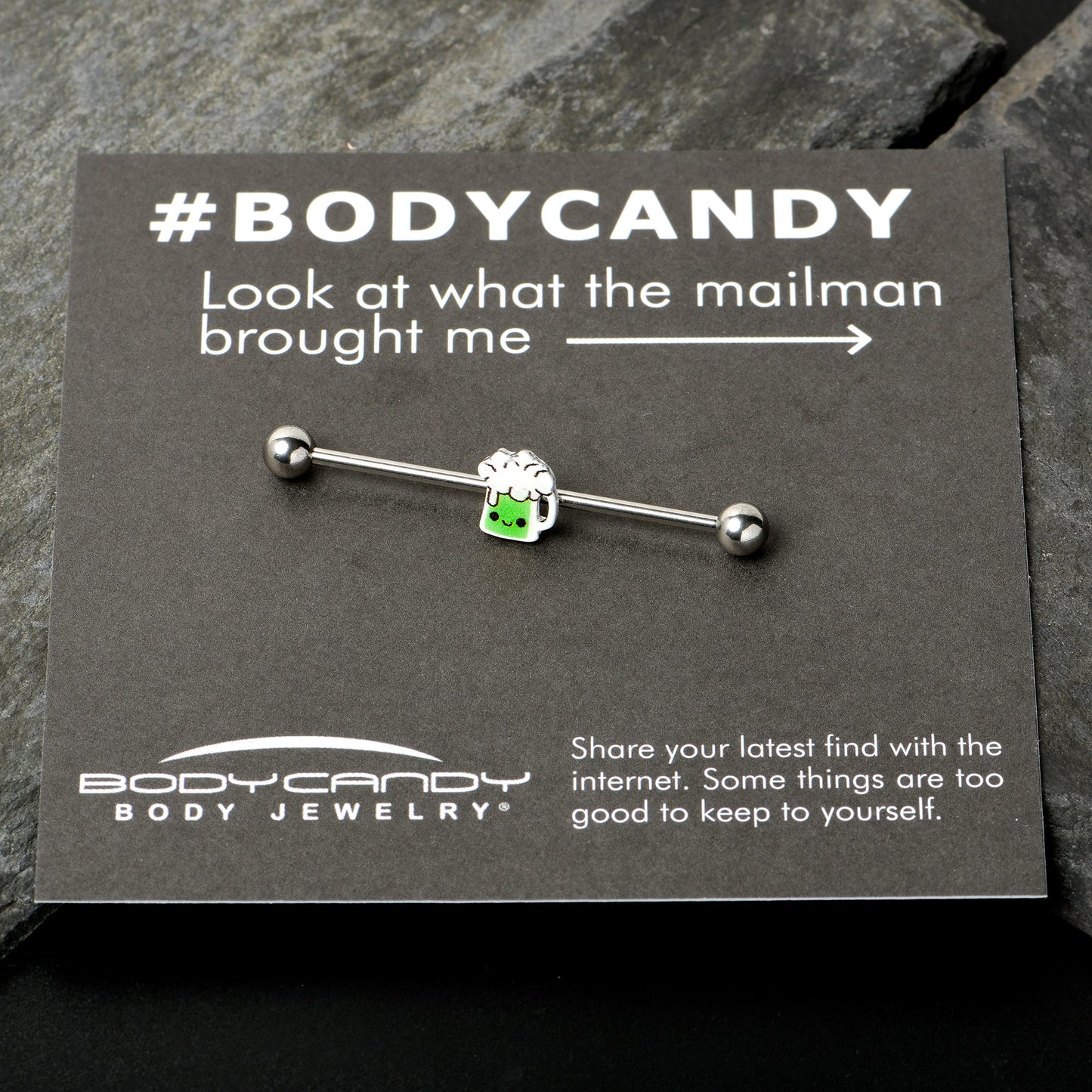 14G Sweet Happy Green Beer St Patricks Industrial Barbell 38mm