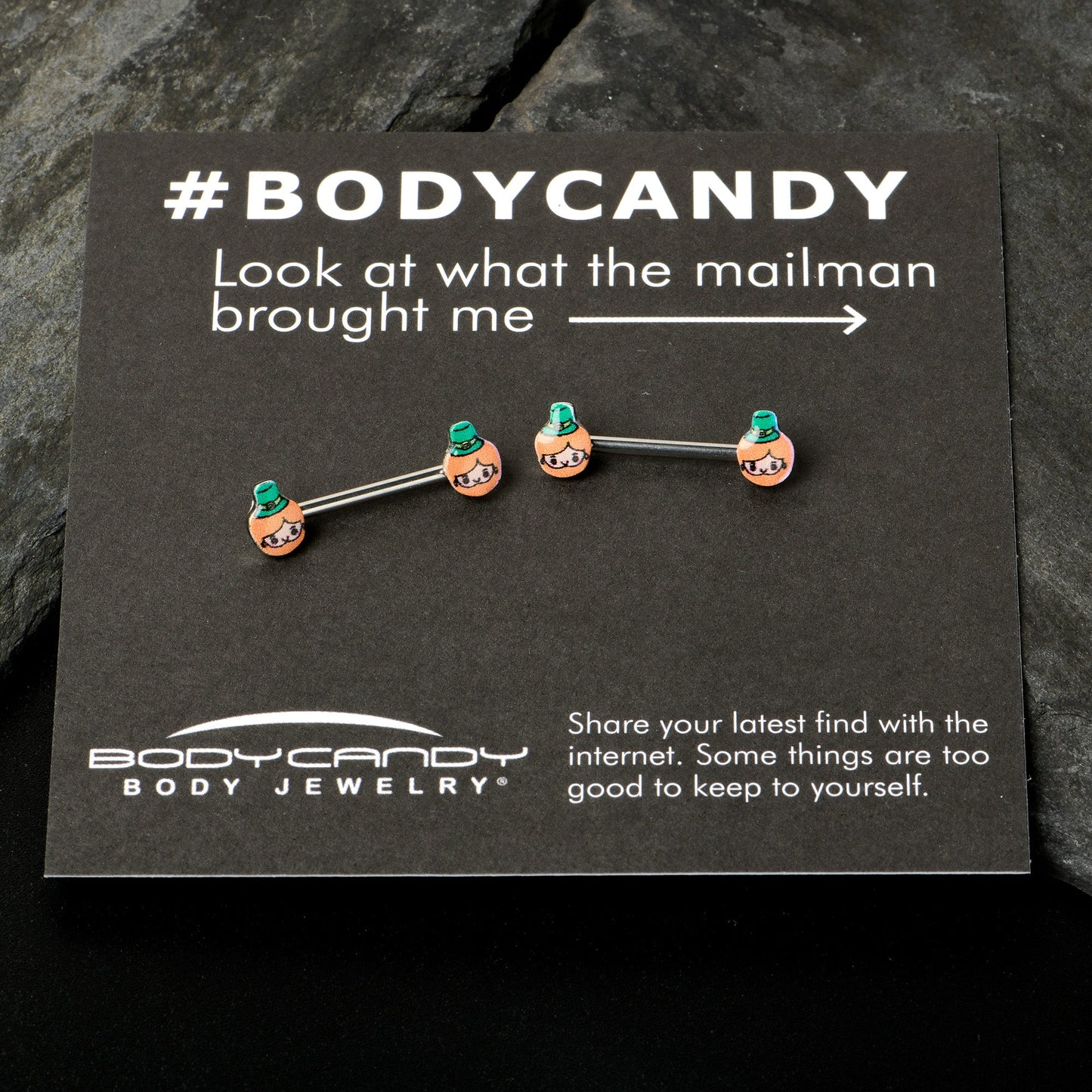 14G 9/16 Sweet Happy Leprechaun St Patricks Day Nipple Ring Set