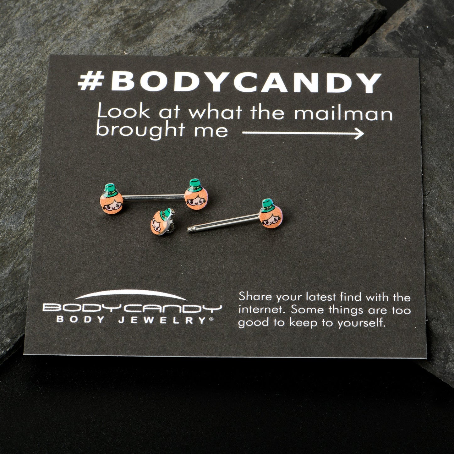 14G 9/16 Sweet Happy Leprechaun St Patricks Day Nipple Ring Set