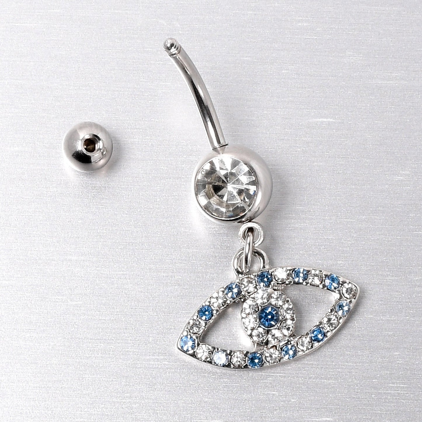 Blue Clear Gem Wide Eye Dangle Belly Ring