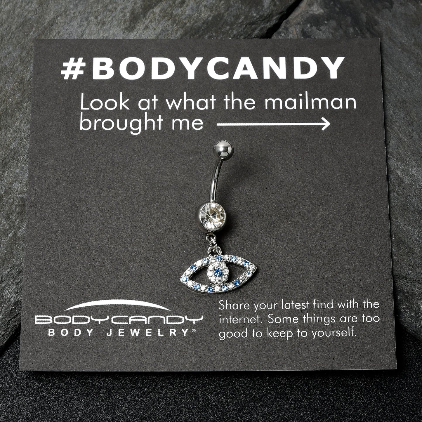 Blue Clear Gem Wide Eye Dangle Belly Ring