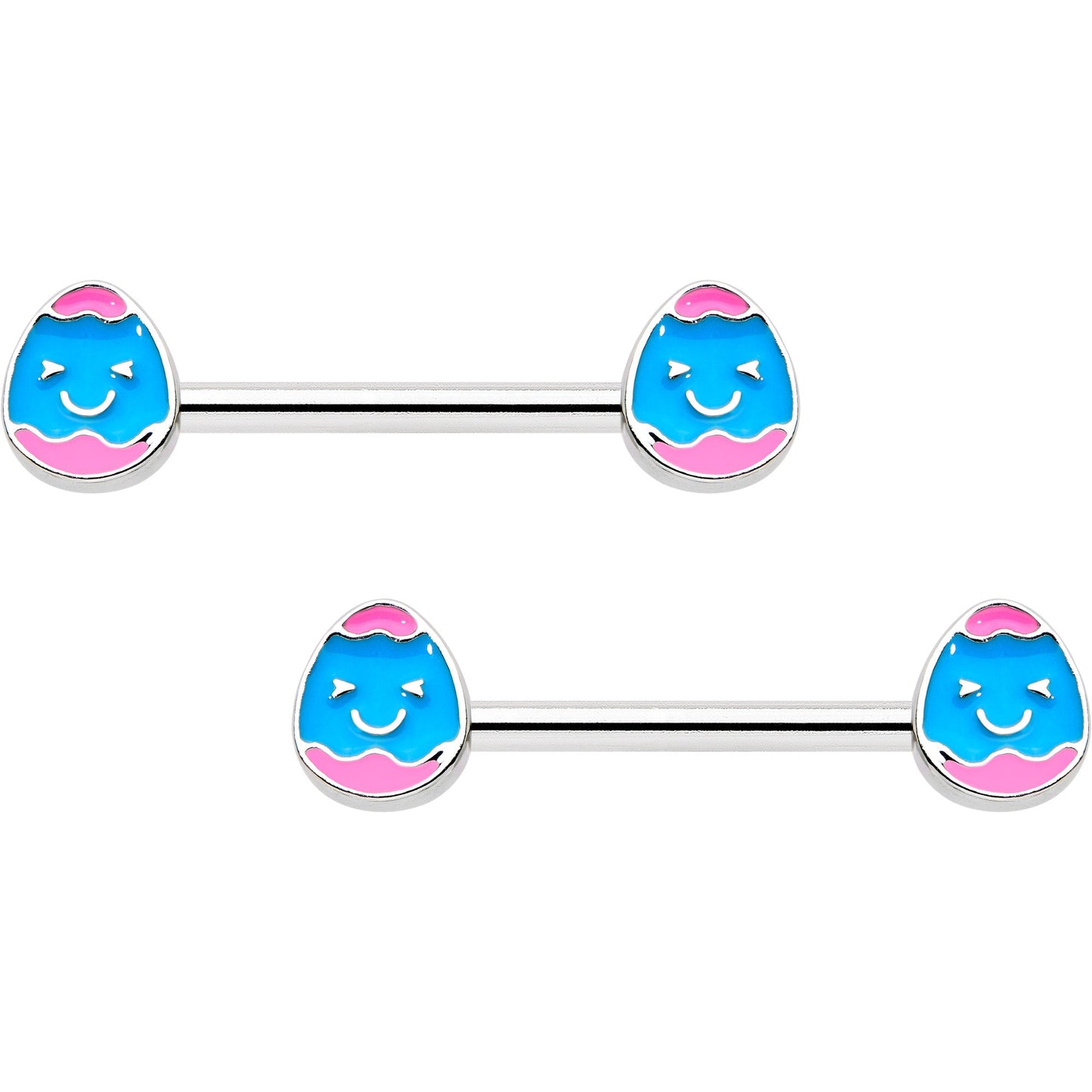 14G 9/16  Blue Pink Celebration Easter Egg Barbell Nipple Ring Set