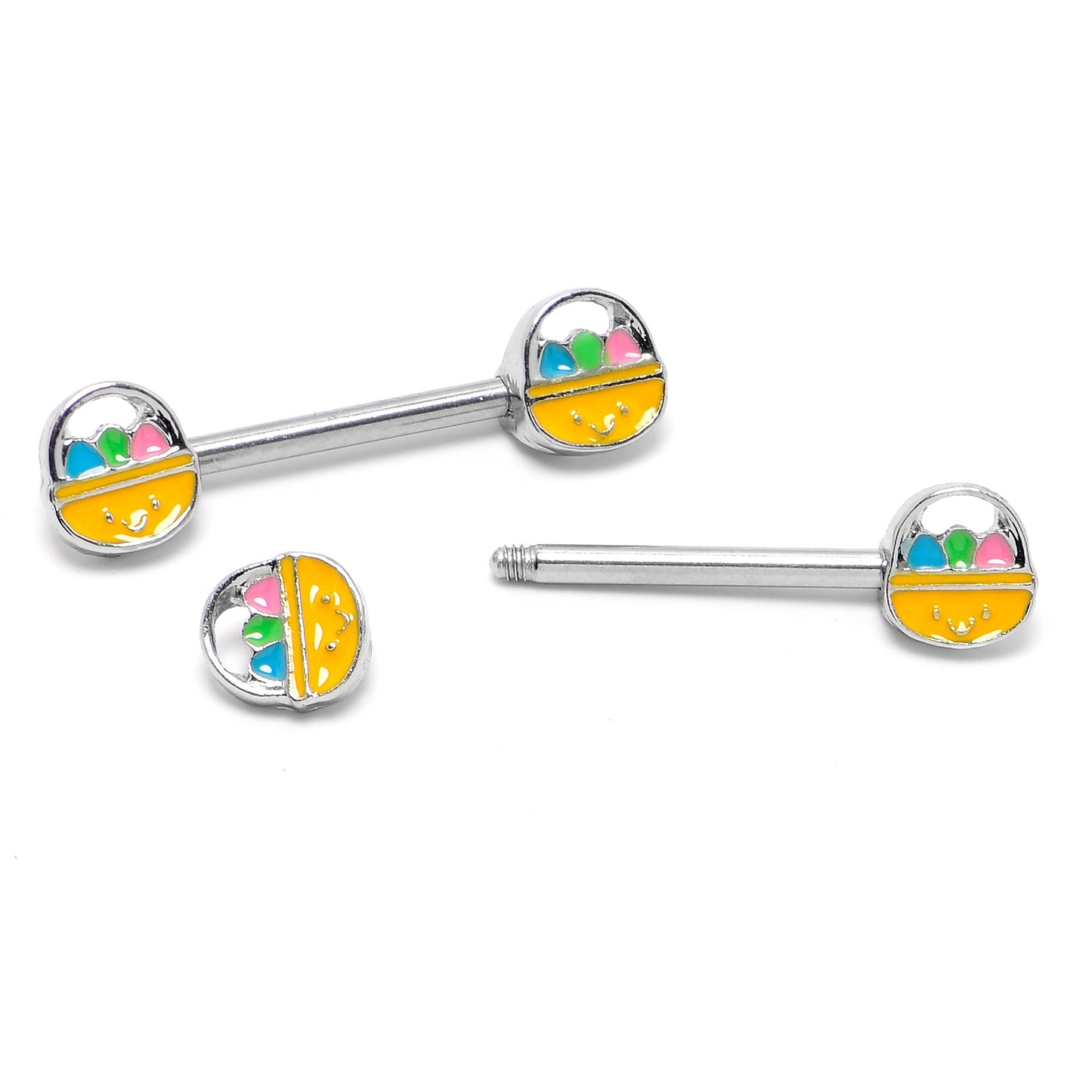 14G 9/16 Celebration Easter Basket Barbell Nipple Ring Set