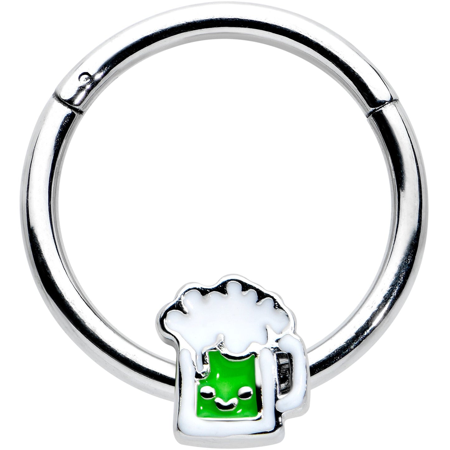 16G 3/8 Sweet Happy Green Beer St Patricks Hinged Segment Ring