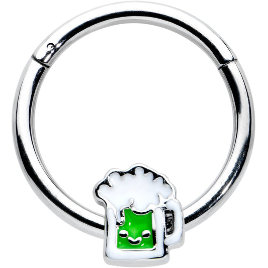 16G 3/8 Sweet Happy Green Beer St Patricks Hinged Segment Ring