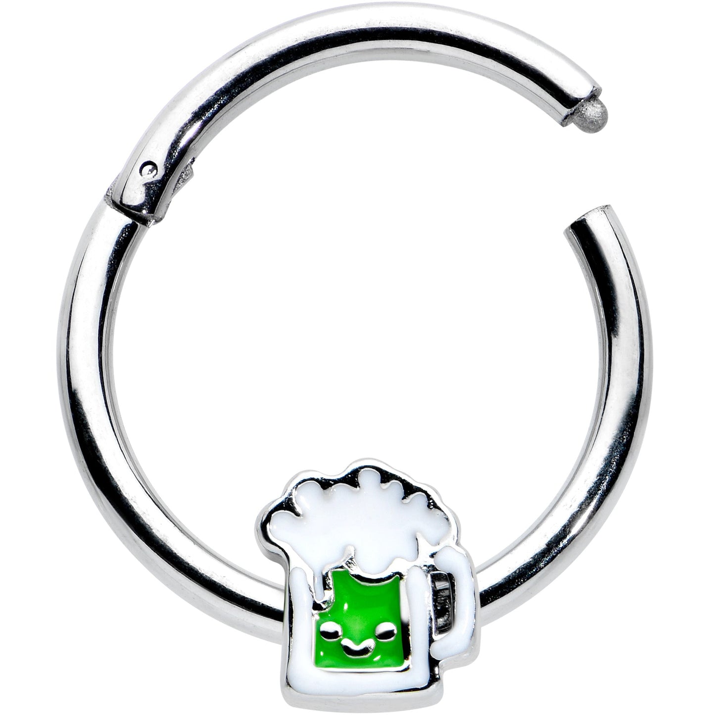 16G 3/8 Sweet Happy Green Beer St Patricks Hinged Segment Ring