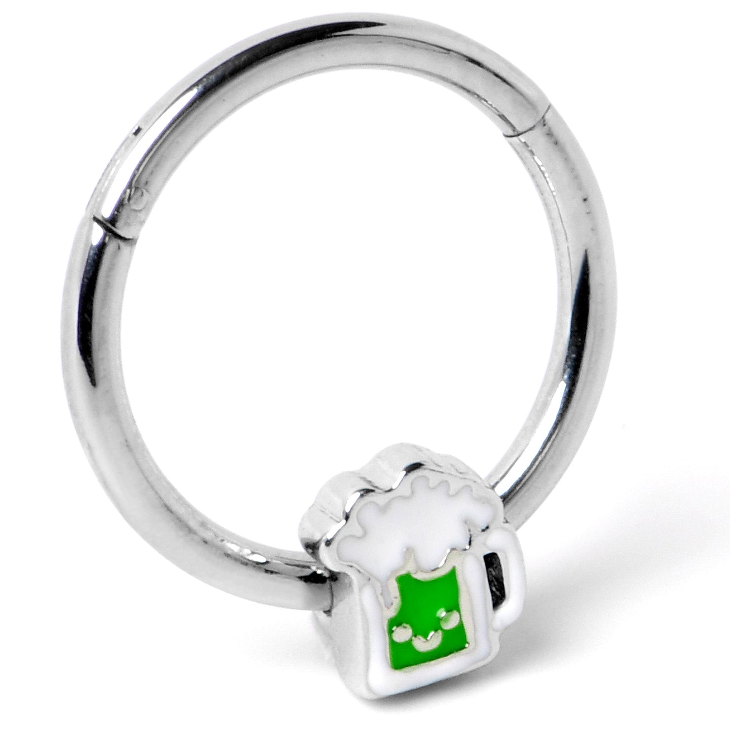 16G 3/8 Sweet Happy Green Beer St Patricks Hinged Segment Ring