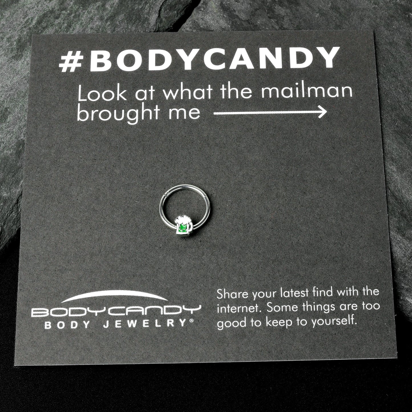 16G 3/8 Sweet Happy Green Beer St Patricks Hinged Segment Ring