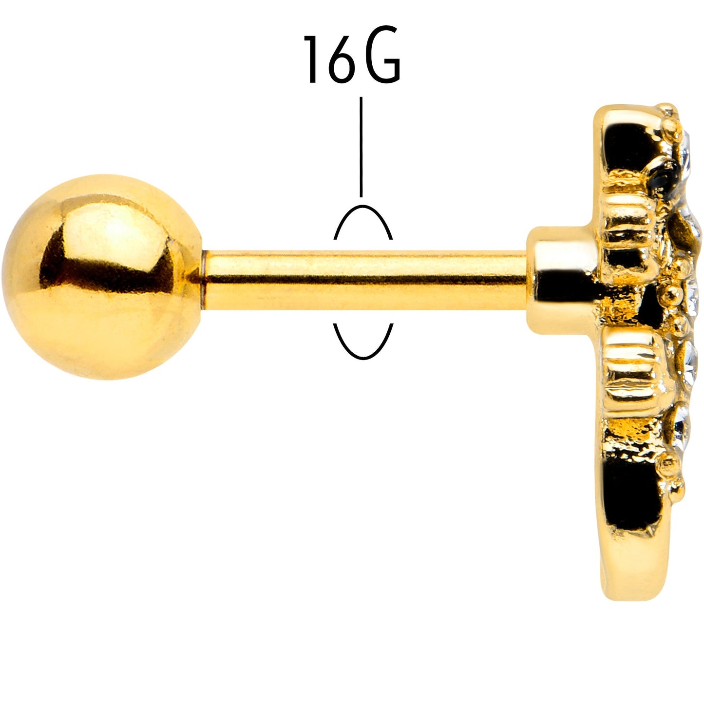 16G 1/4 Clear Gem Gold Tone Luscious Lizard Cartilage Earring