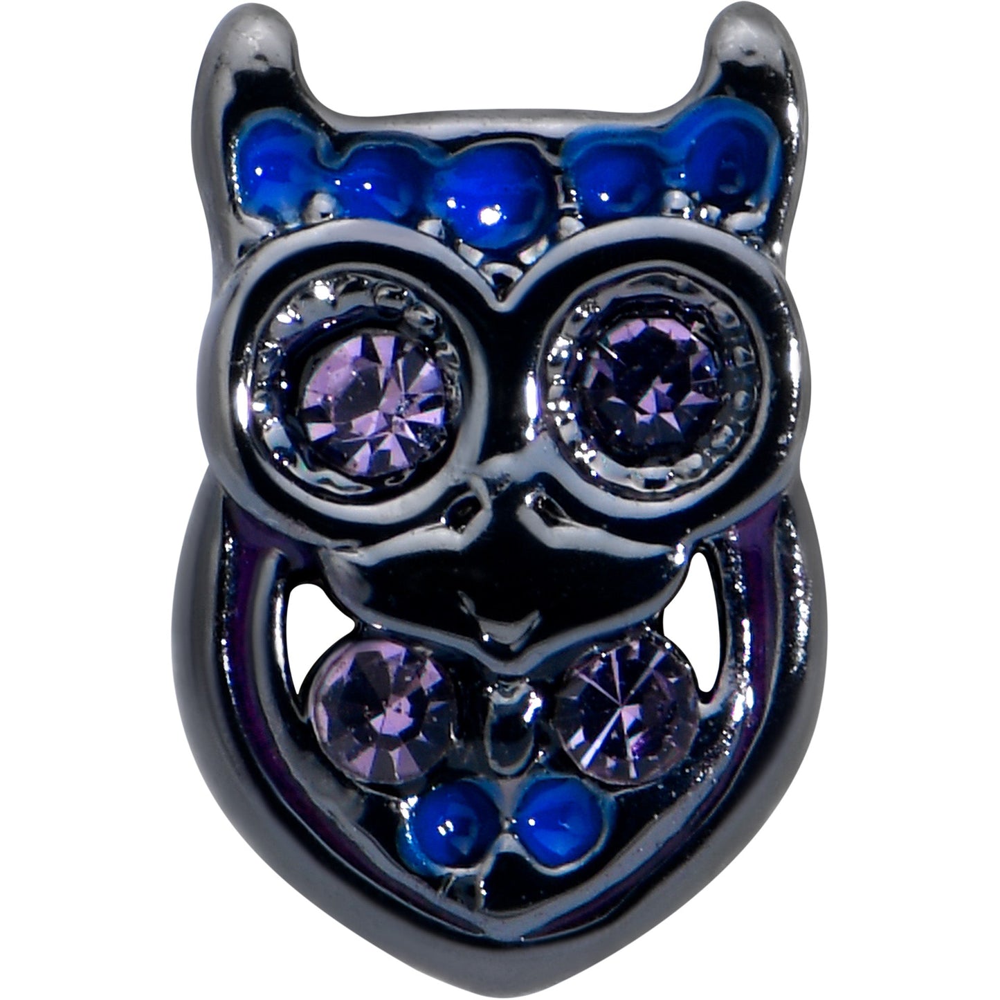 16G 1/4 Purple Gem Black Opulent Owl Cartilage Tragus Earring