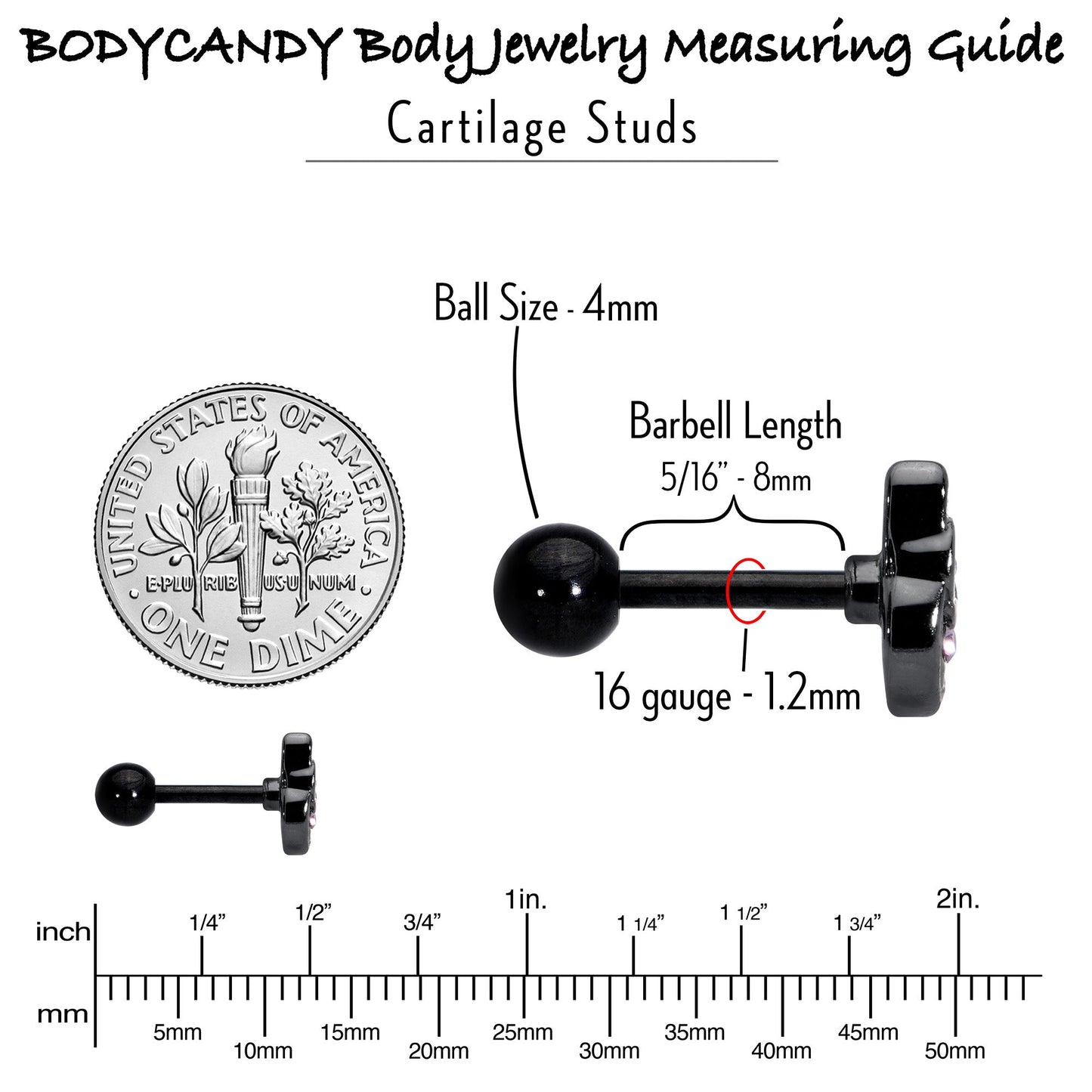 16G 1/4 Purple Gem Black Opulent Owl Cartilage Tragus Earring