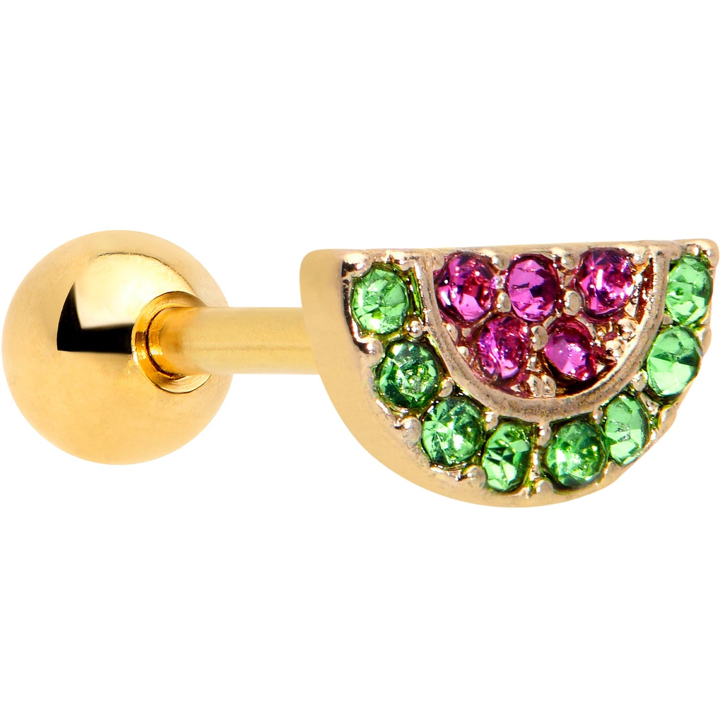 16G 1/4 Pink Gem Gold Hue Watermelon Yum Cartilage Tragus Earring