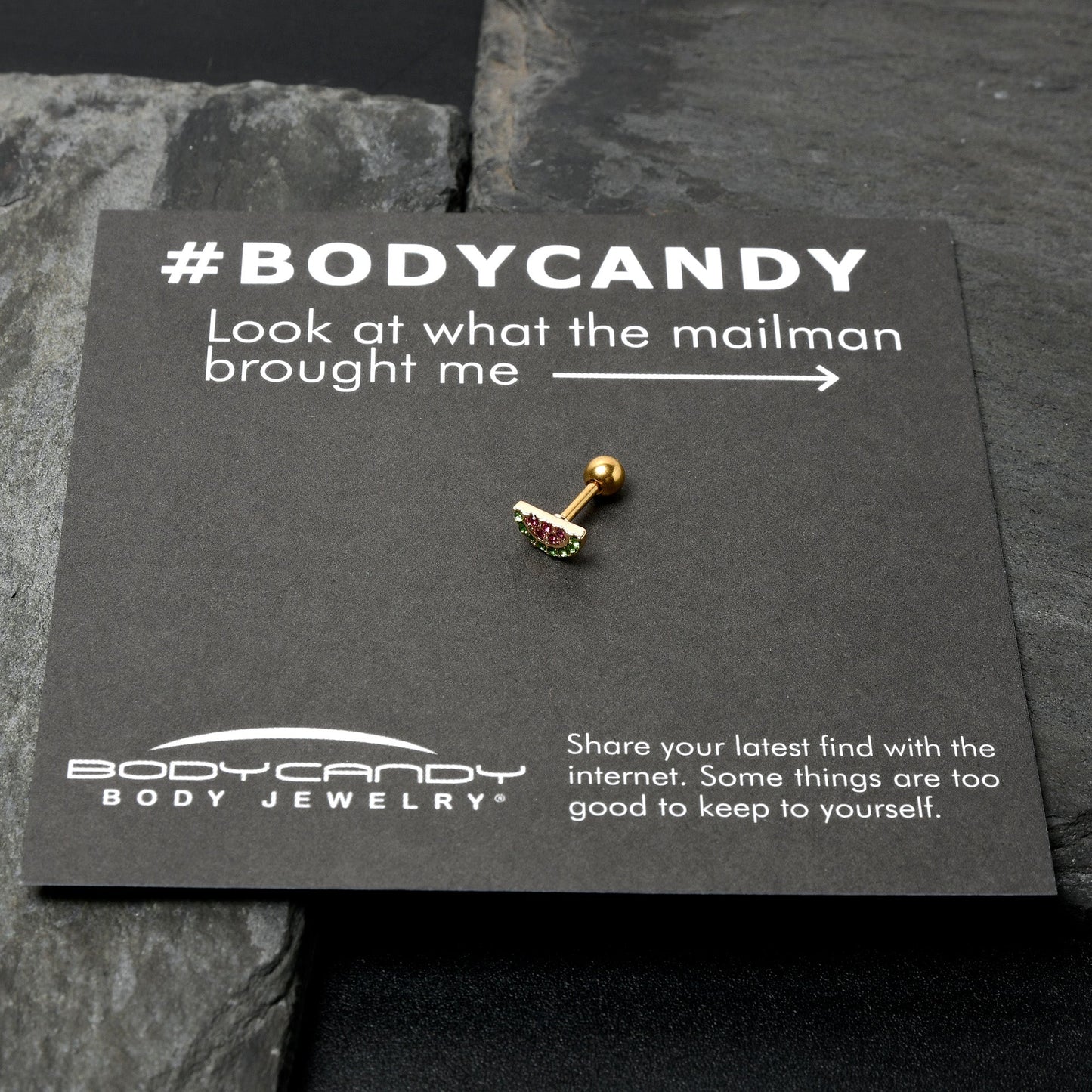 16G 1/4 Pink Gem Gold Hue Watermelon Yum Cartilage Tragus Earring