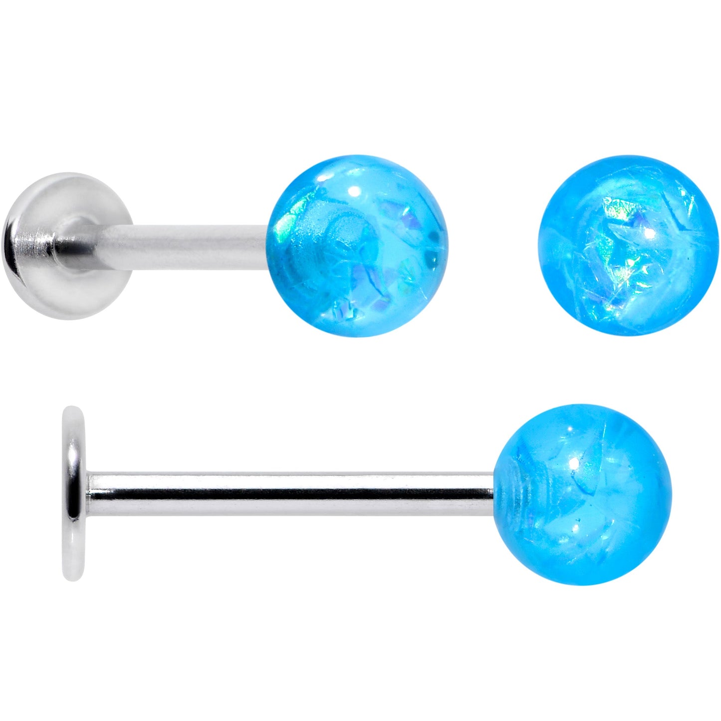 16G 5/16 3/8 Blue Gem Faux Opal Labret Monroe Tragus Set of 4