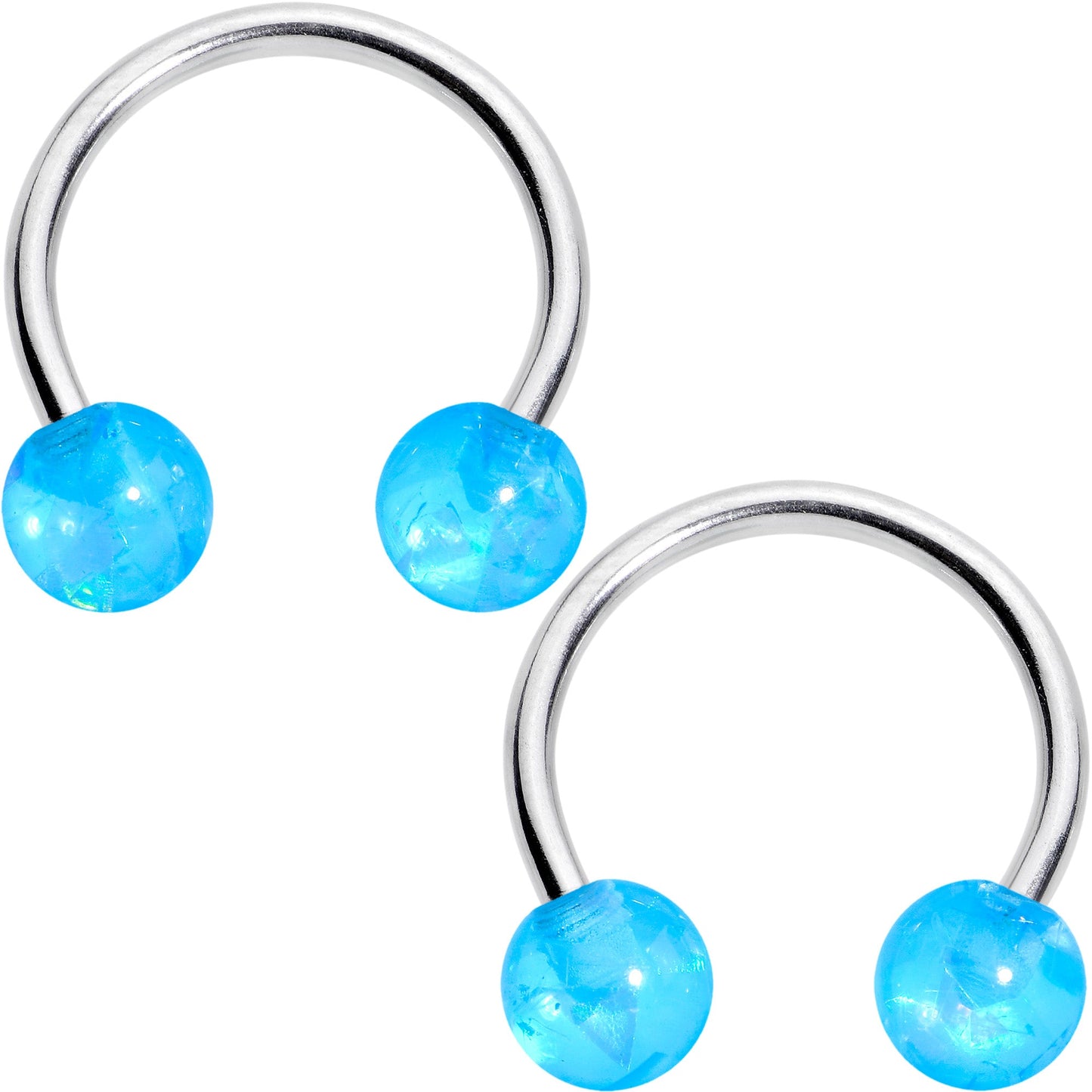 16G 3/8 Blue Faux Opal Horseshoe BCR Captive Ring Set of 4
