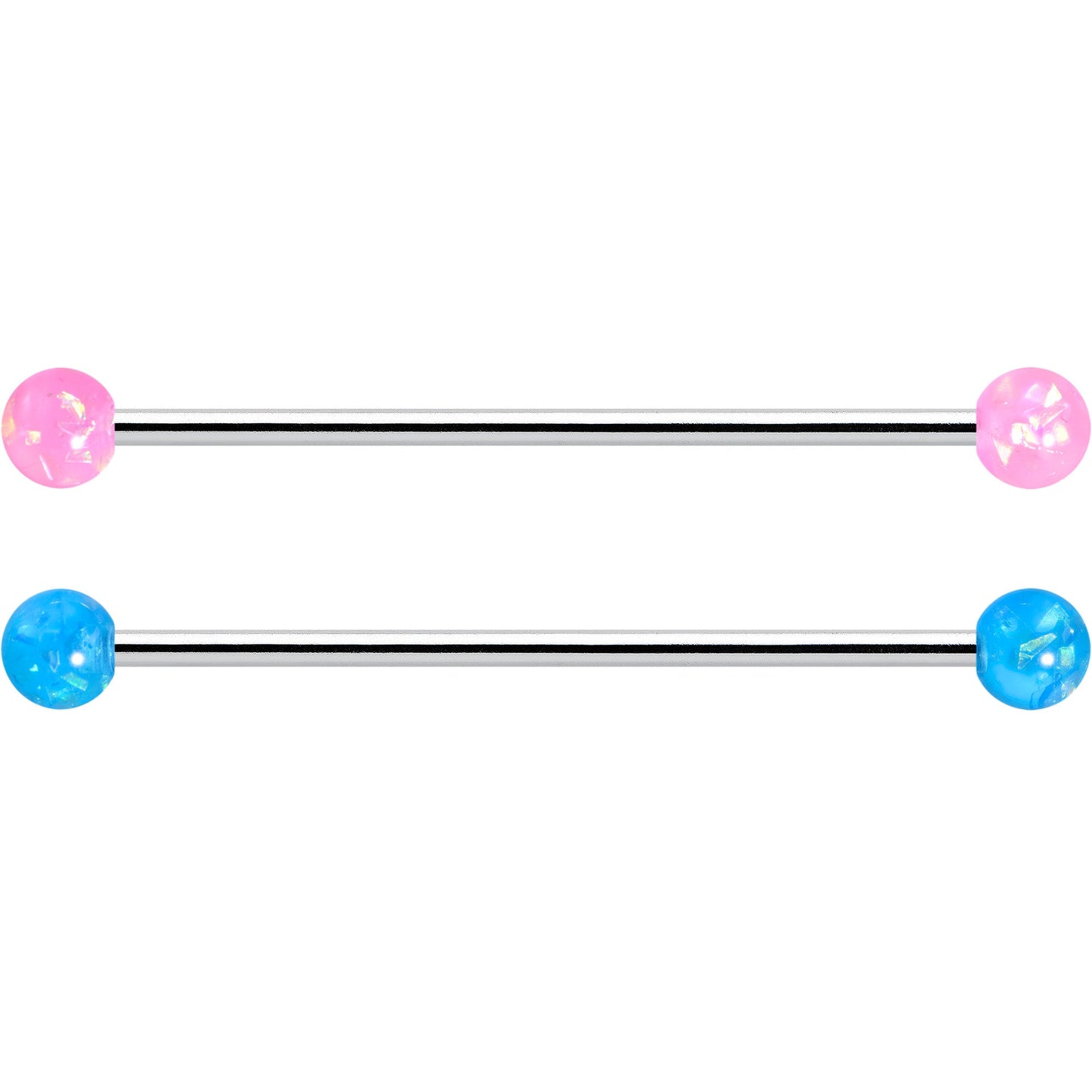 14G Pink Blue Purple Faux Opal Pack Industrial Barbell Set of 4