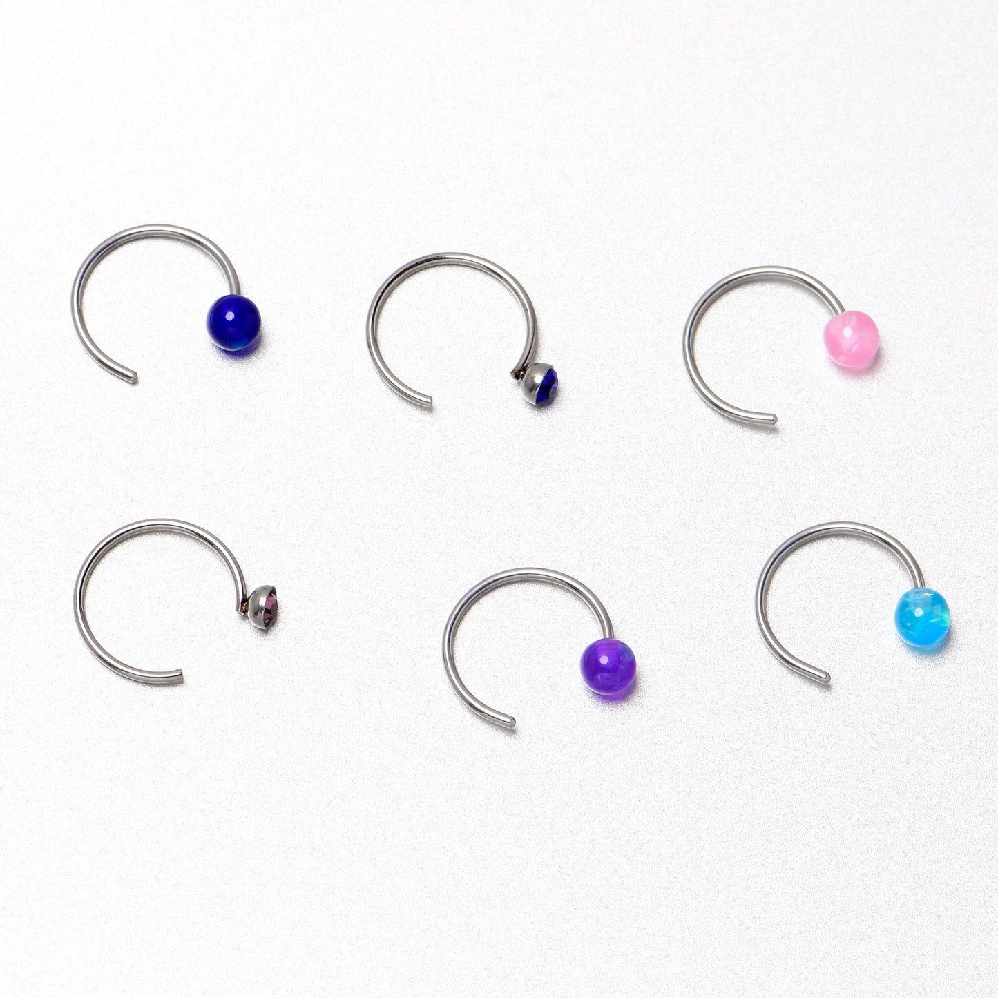 20G 5/16 Nose Hoop Gem Faux Opal Pack Classy Nose Ring Set of 6