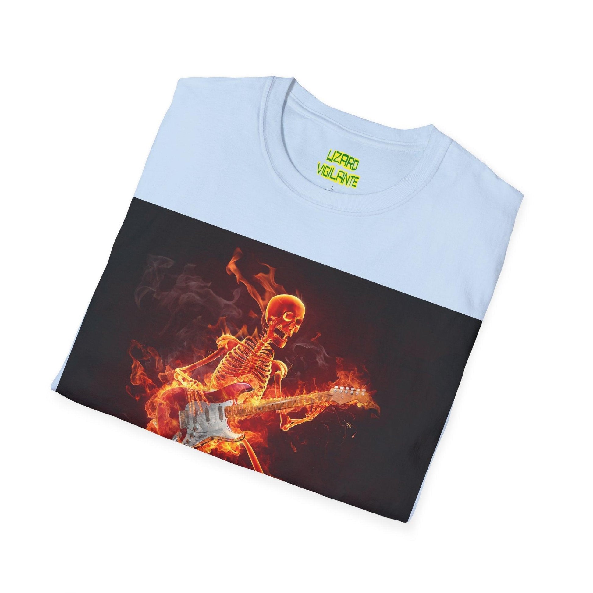 Fiery Guitarist Unisex Softstyle T-Shirt - Lizard Vigilante