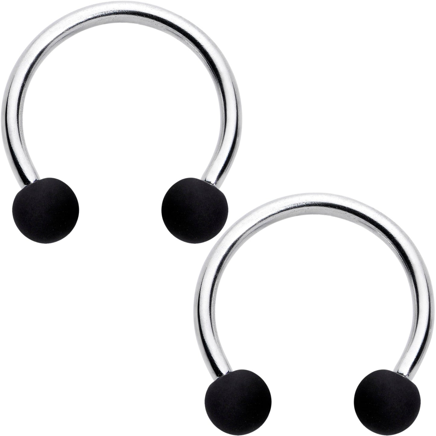 16G 3/8 Matte Black White Grey Horseshoe Circular Barbell Set of 6