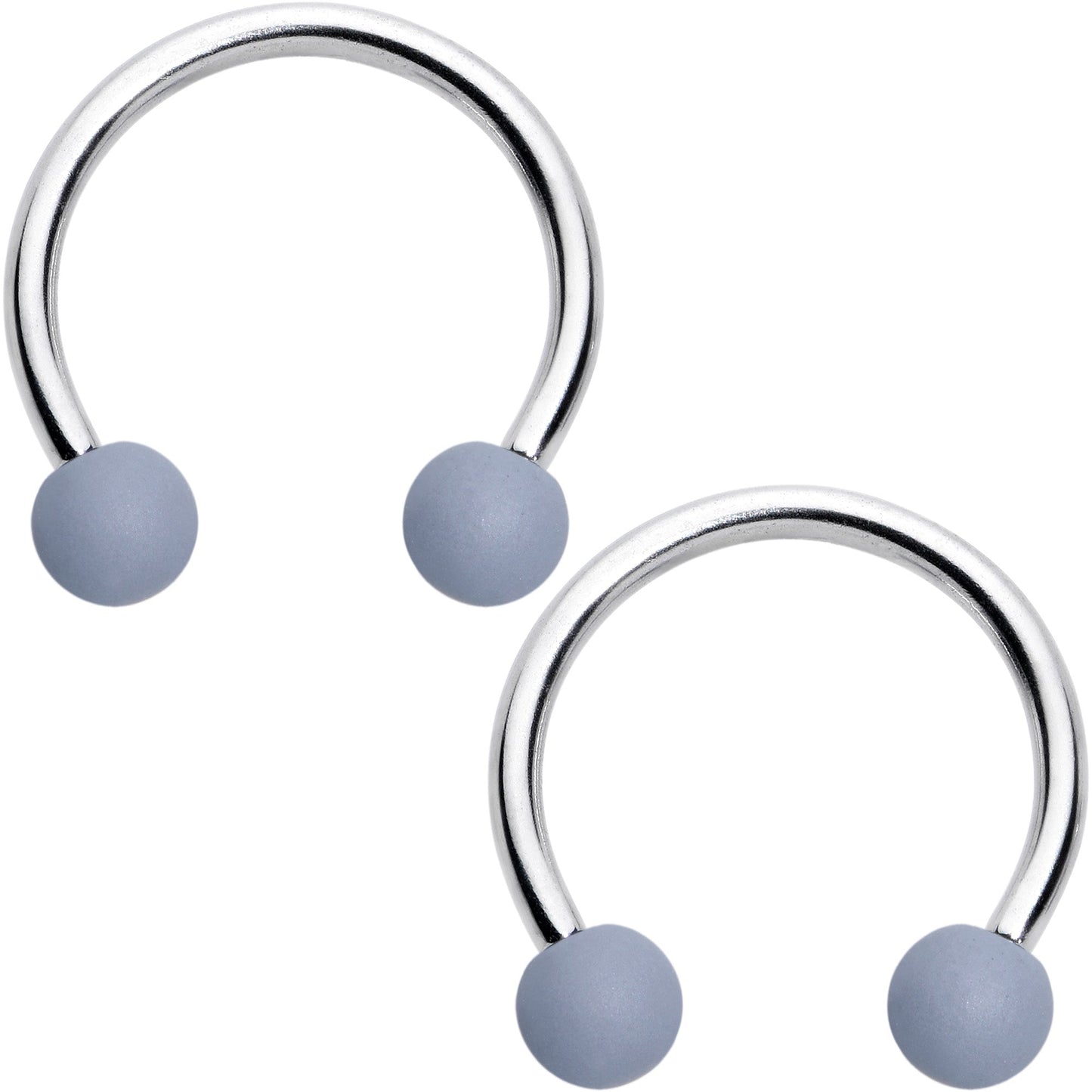 16G 3/8 Matte Black White Grey Horseshoe Circular Barbell Set of 6