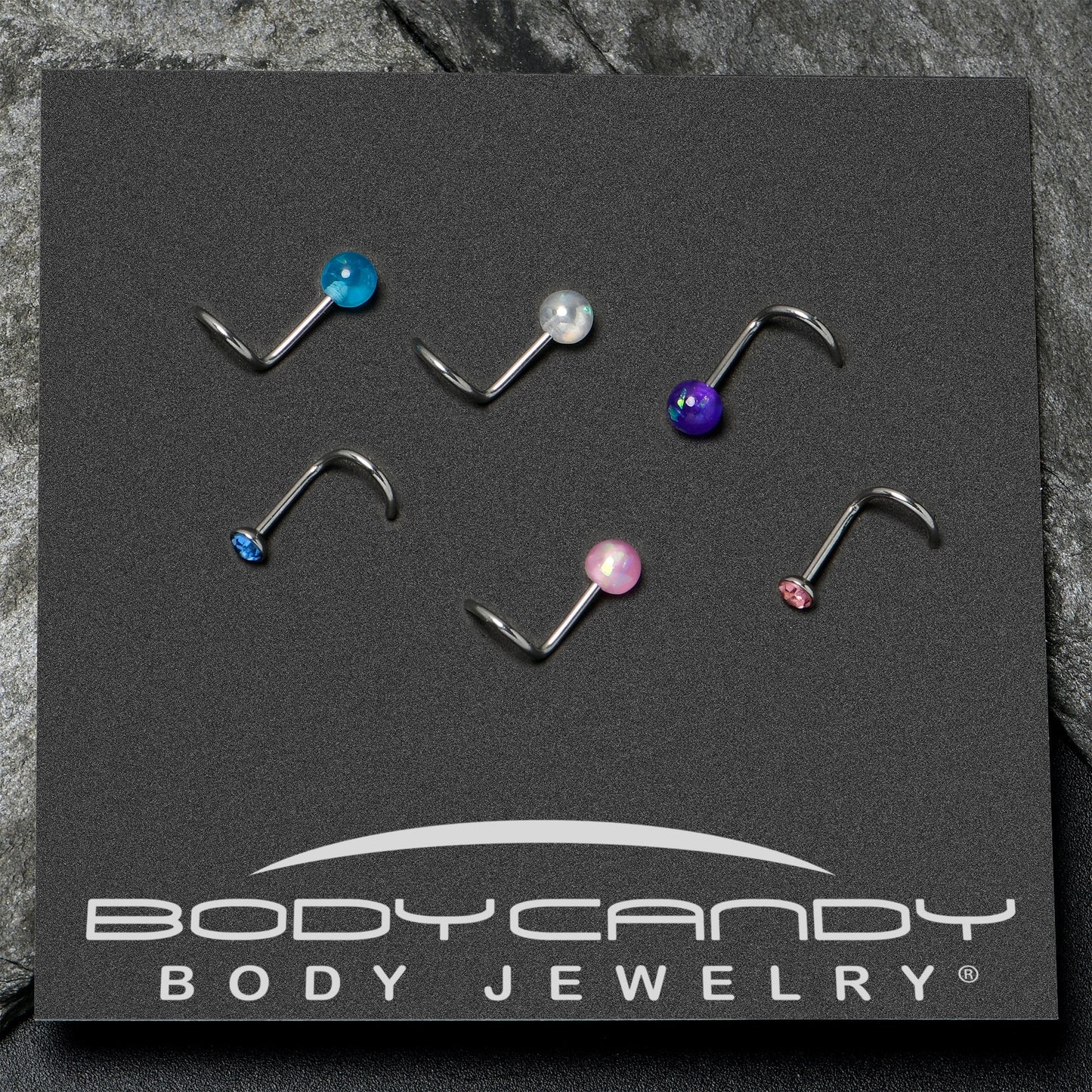 20G Nose Screw Gem Faux Opal Pack Pretty  Nose Ring Set of 6