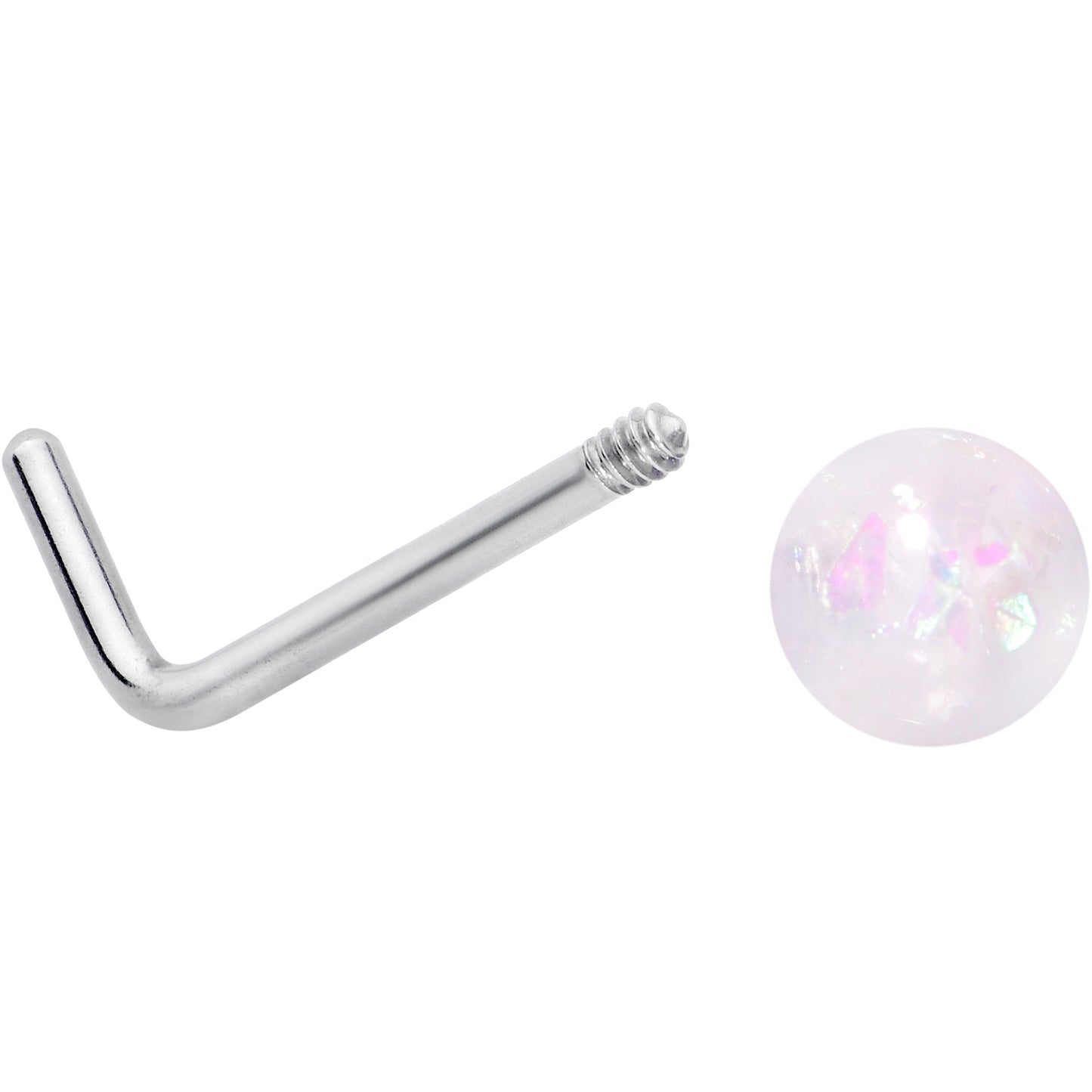 20G 1/4 Pink Gem Purple Pink Faux Opal Pack L Shape Nose Ring Set of 6