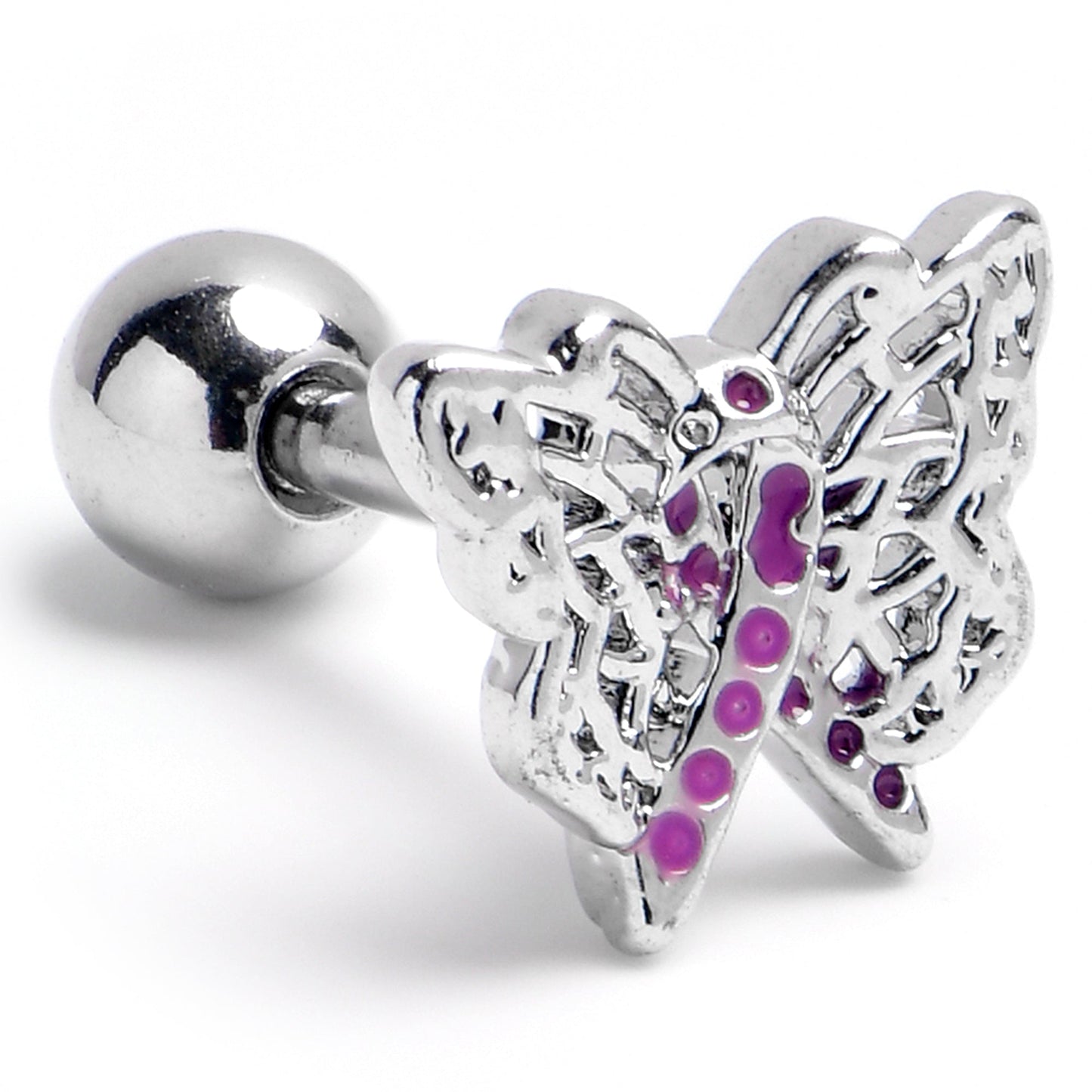 16G 1/4 Purplish Beauty in Flight Butterfly Cartilage Earring