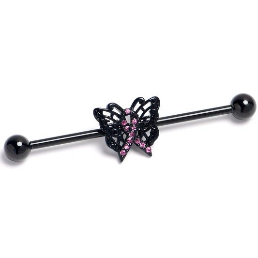 14G Black Purple Beauty in Flight Butterfly Industrial Barbell 38mm