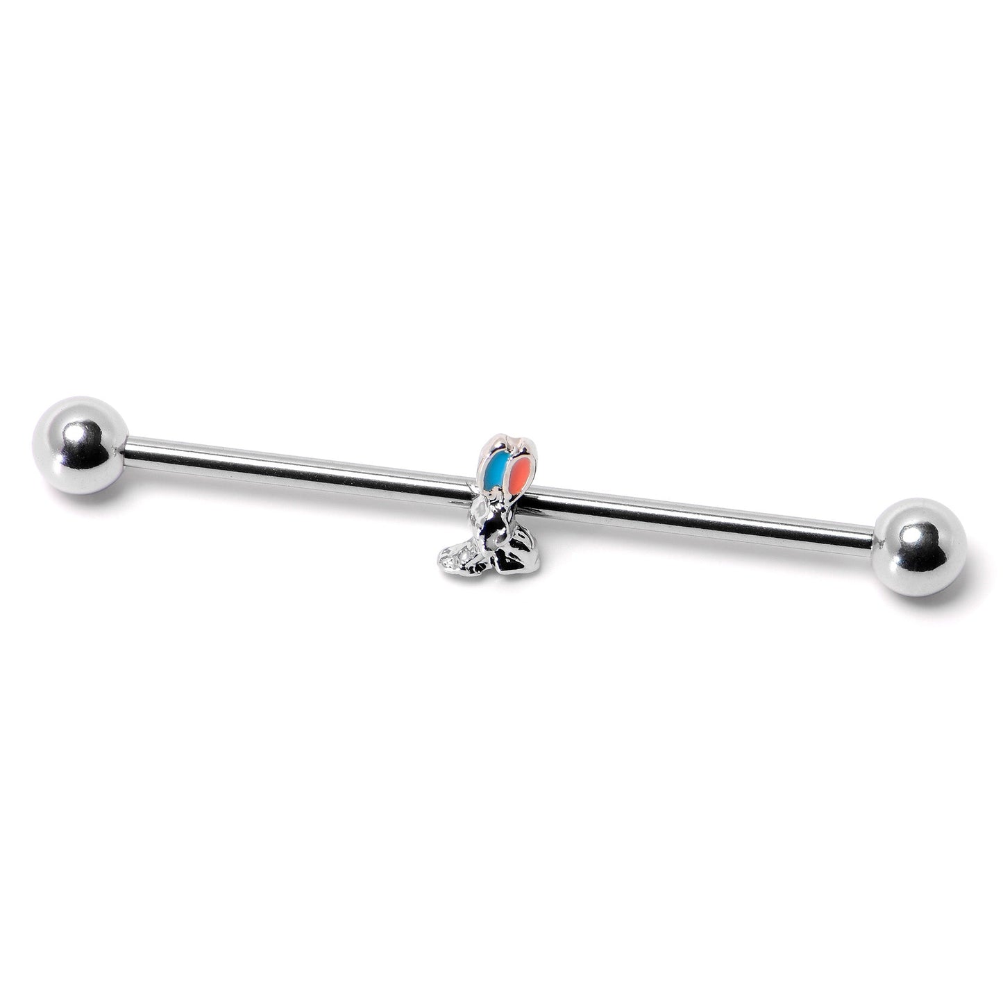 14G Easter Bunny Red Blue Ears Industrial Barbell 38mm