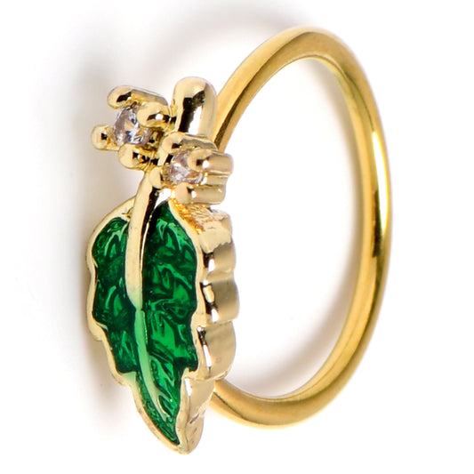 20G 5/16 Clear Gem Gold Tone Natures Glamour Nose Hoop